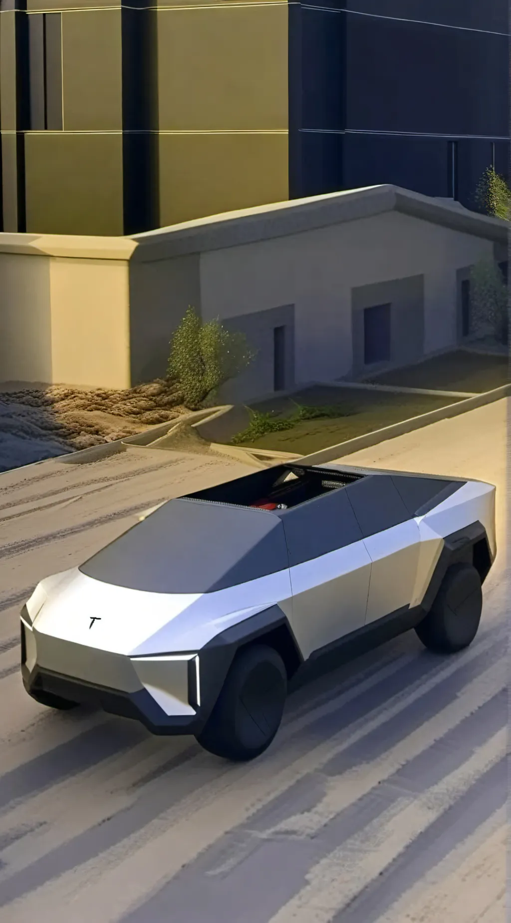 ai character: Tesla cybertruck background