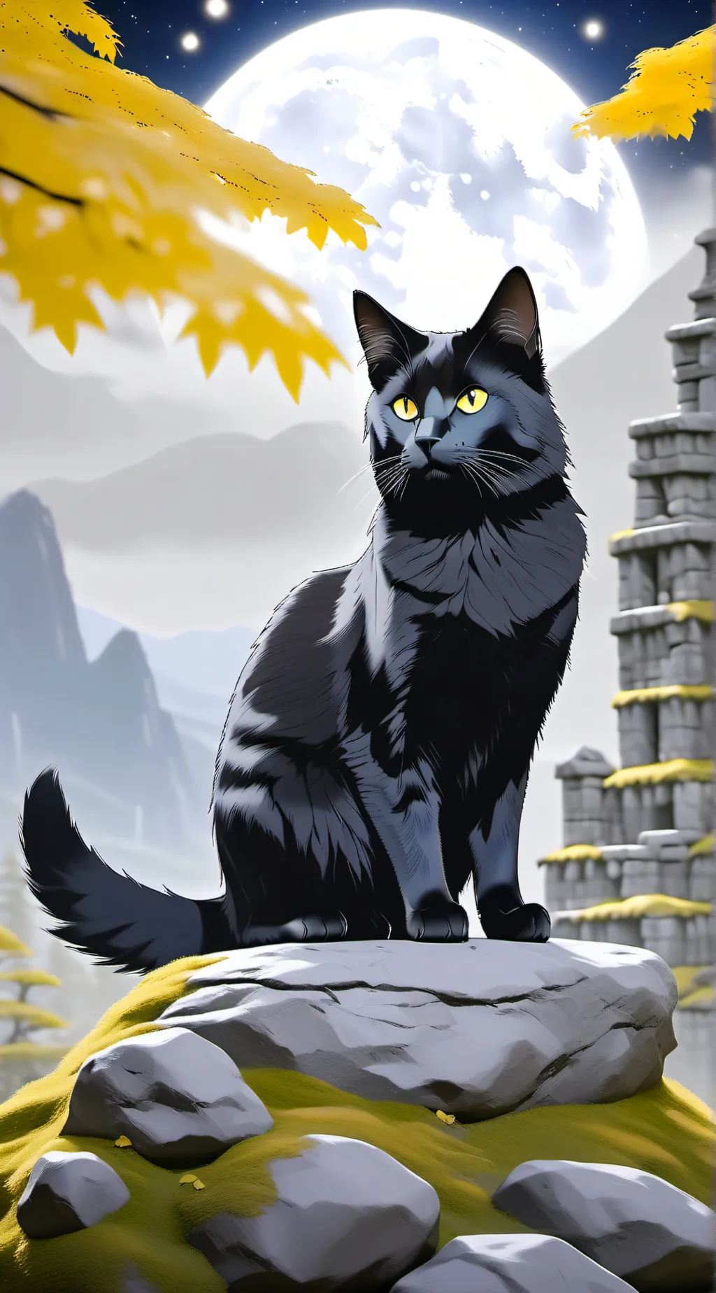 ai character: A black cat  background