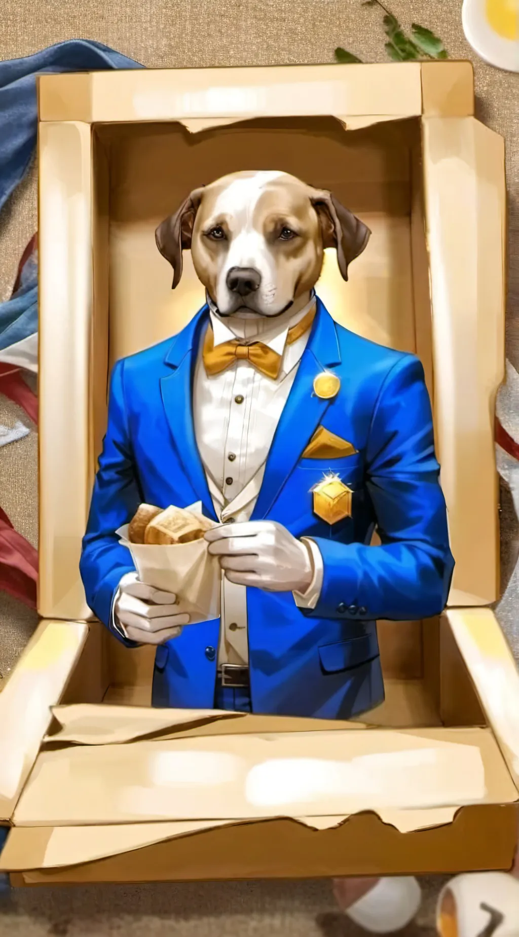 ai character: business dog background