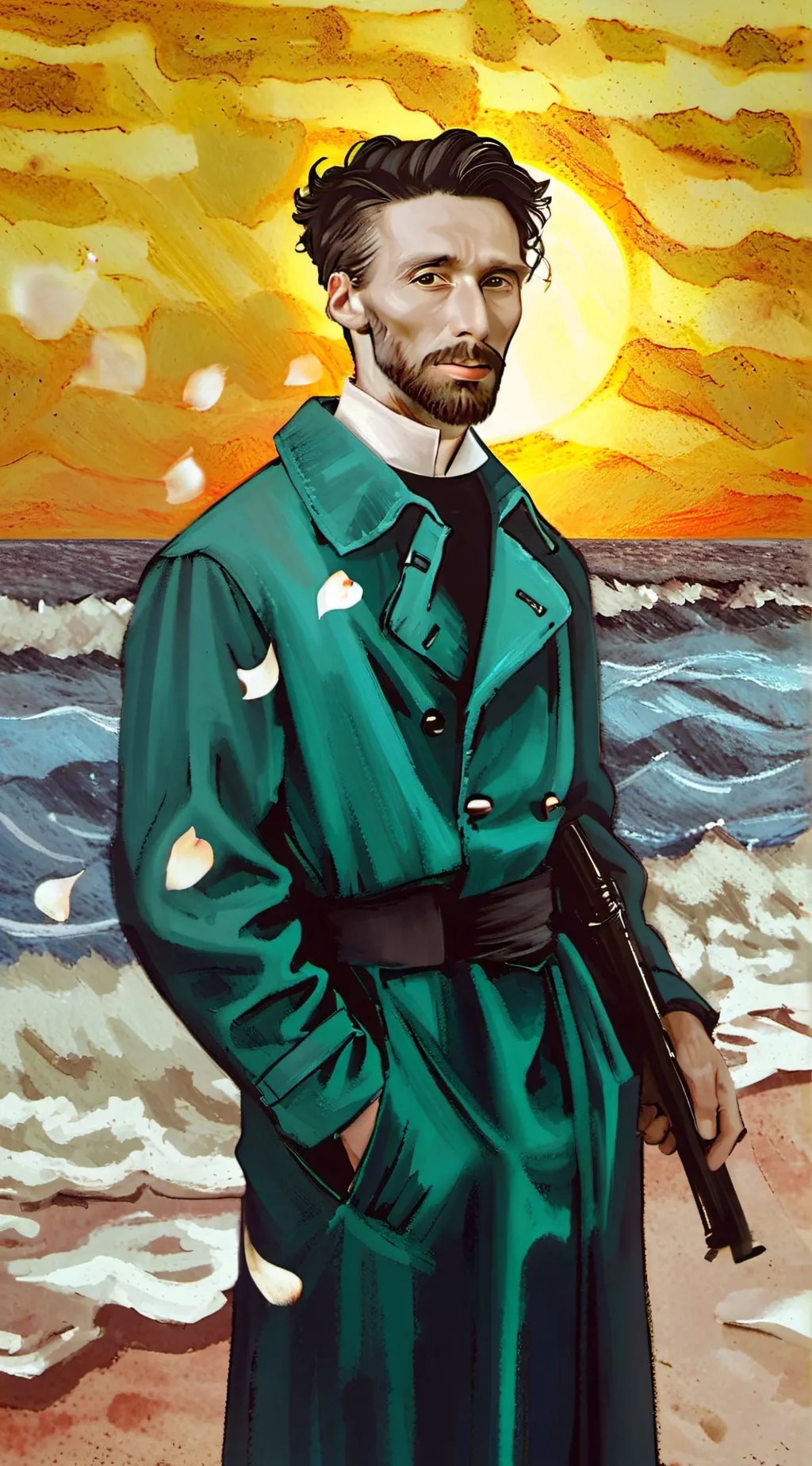 ai character: uber eat guy background