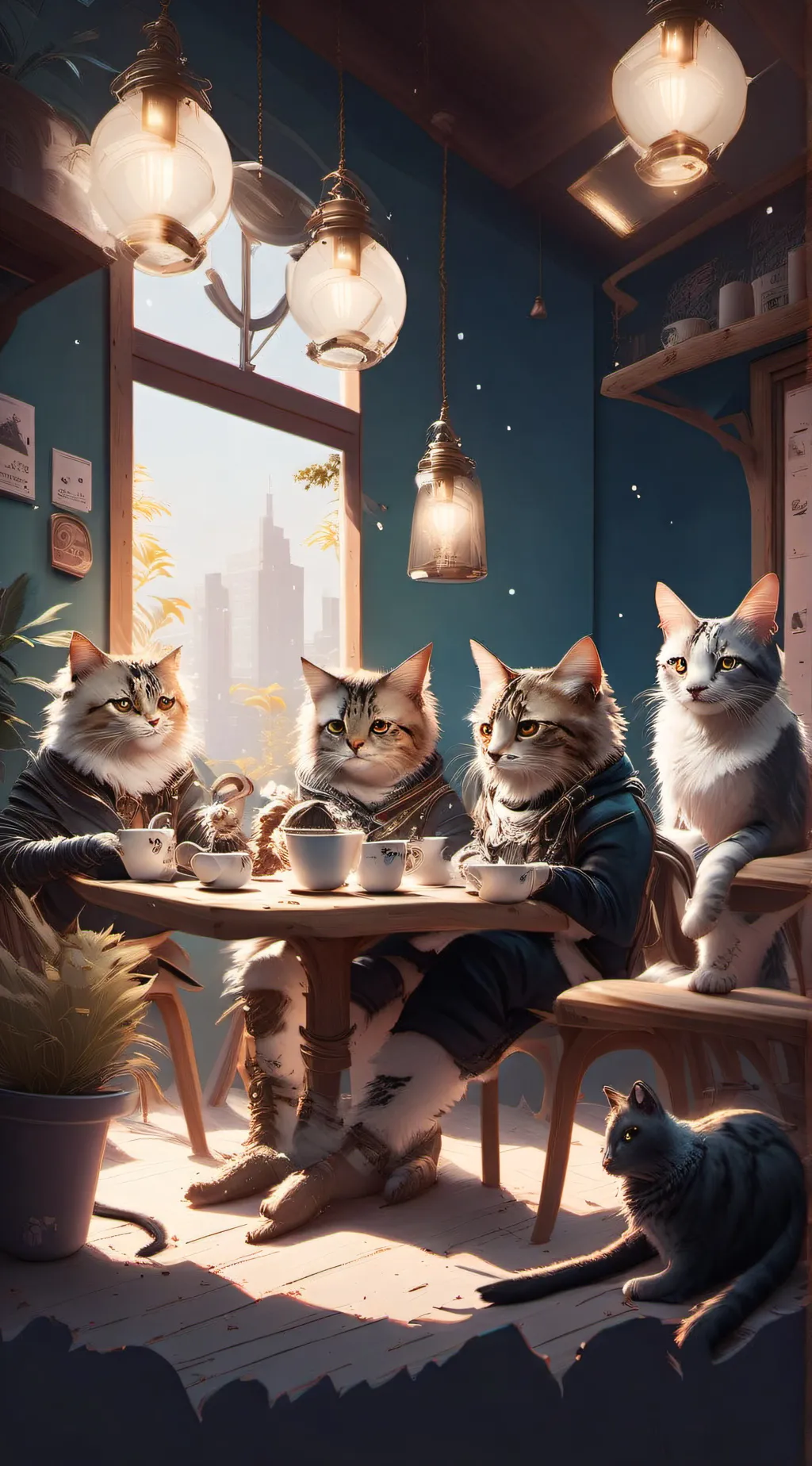 ai character: cafe simulator  background