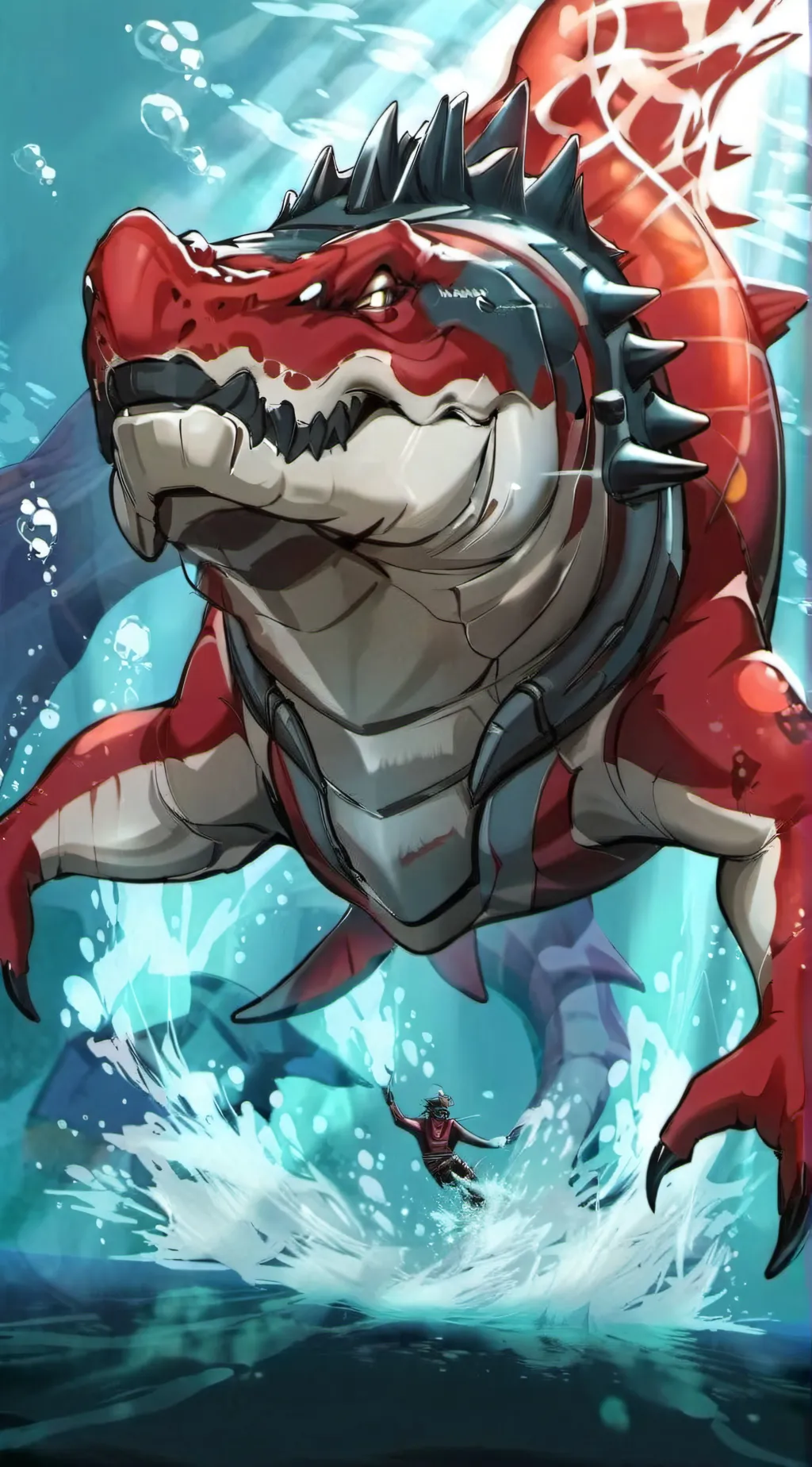 ai character: Godzilla in hh background