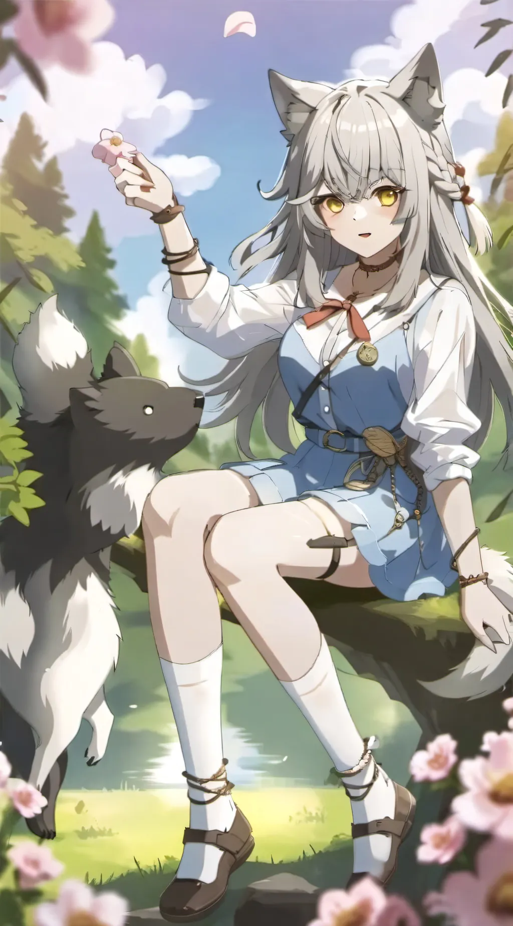 ai character: wolf girl background