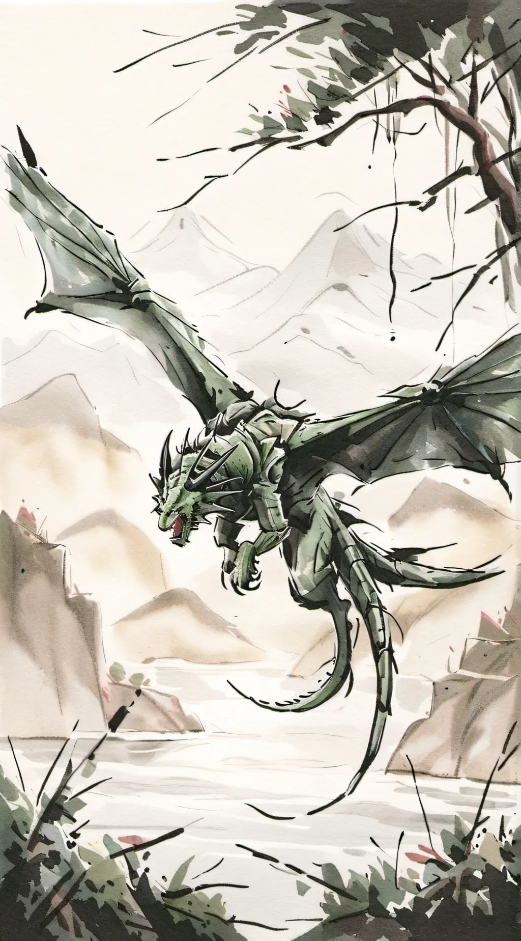 ai character: Green Wyvern!  background