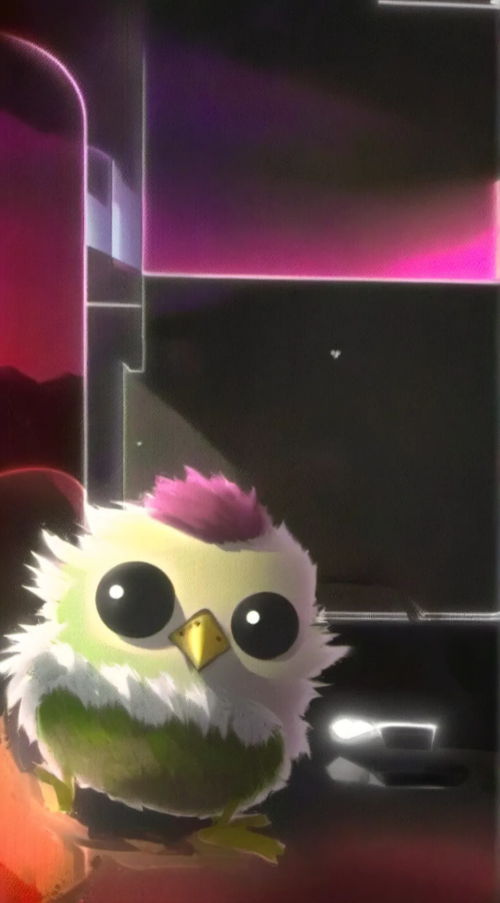 ai character: furby  background