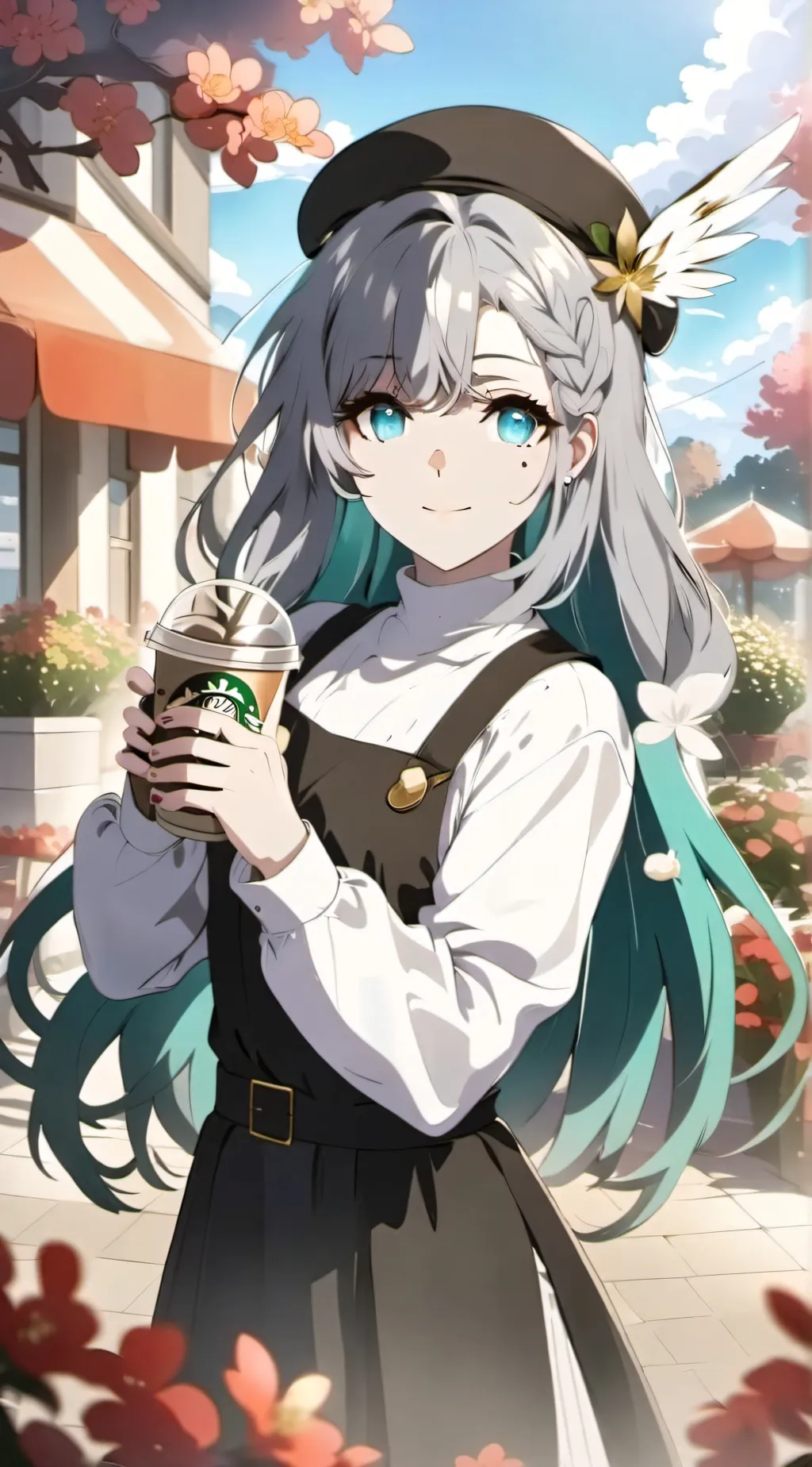 ai character: Starbucks worker background