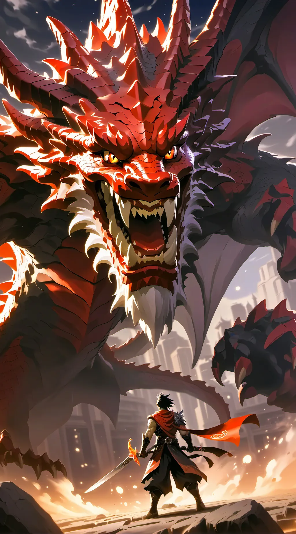 ai character: Big red dragon background