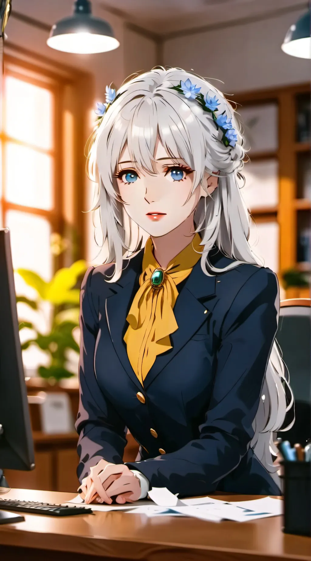 ai character: Ice Queen of the Office background