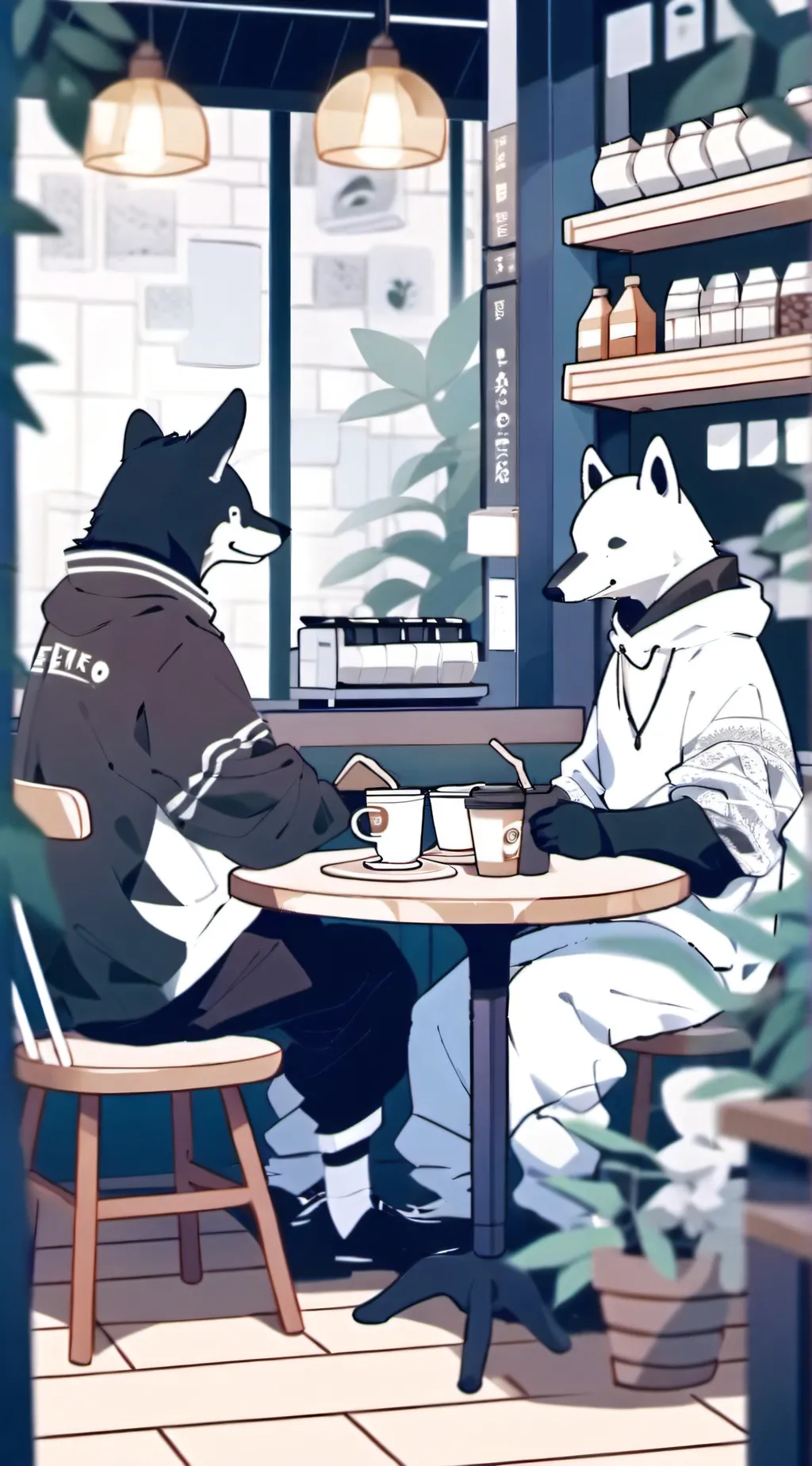 ai character: Anthro cafe  background