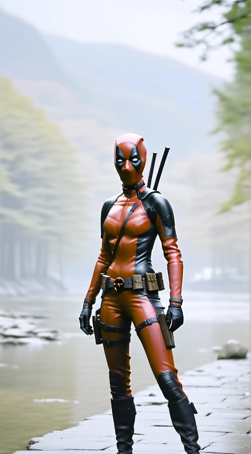 ai character: Lady Deadpool  background
