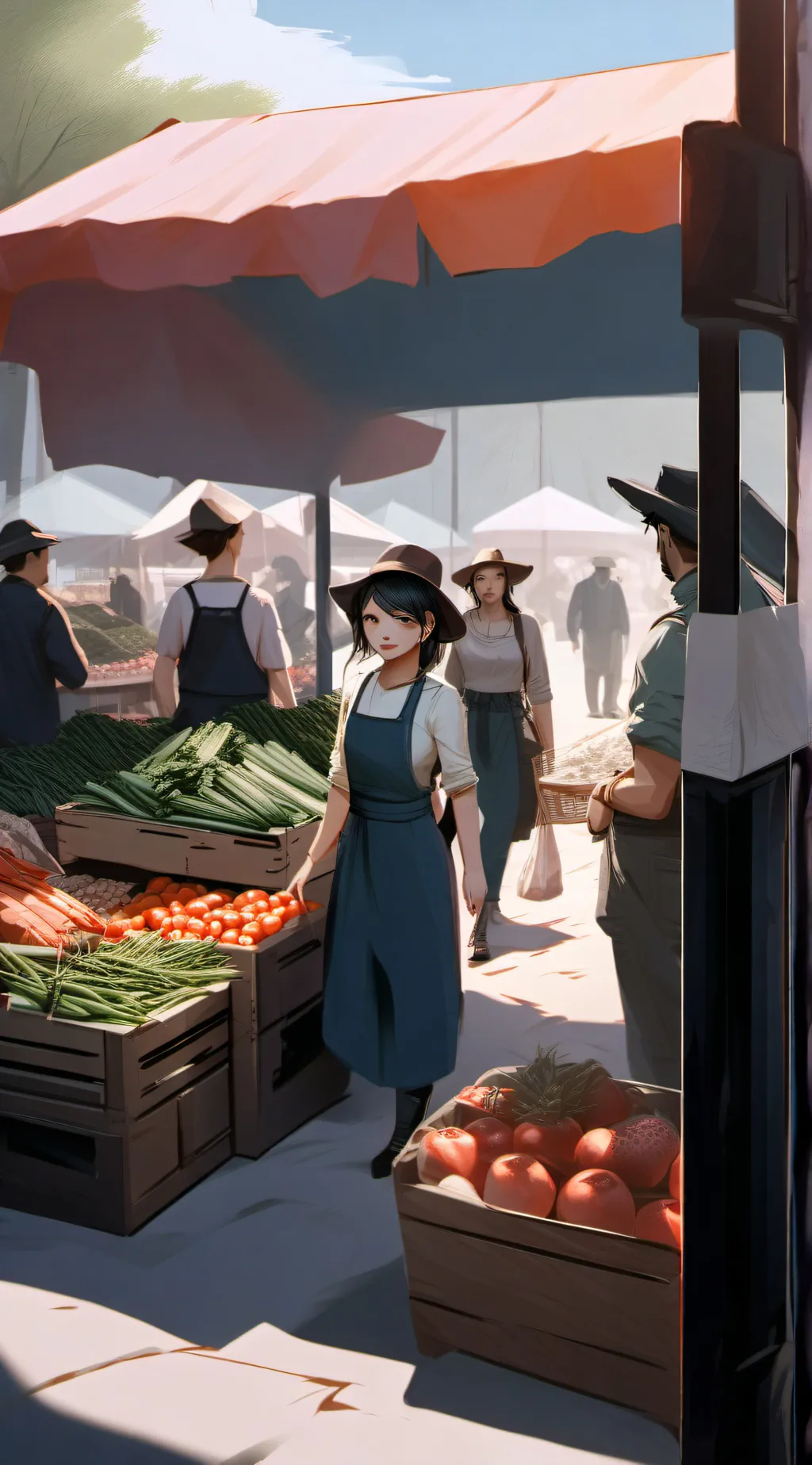 ai character: Farmers Market background
