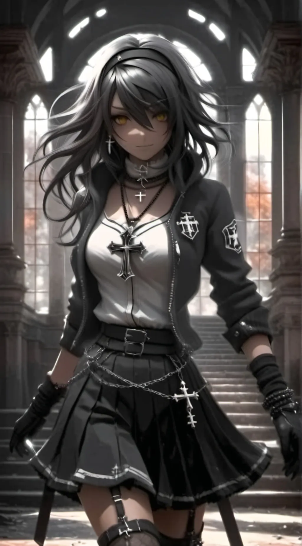 ai character: Goth girl  background