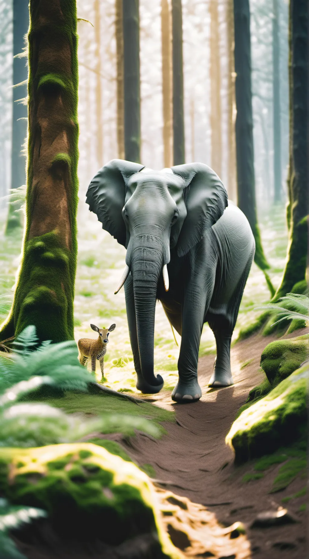 ai character: Walk in the forest background