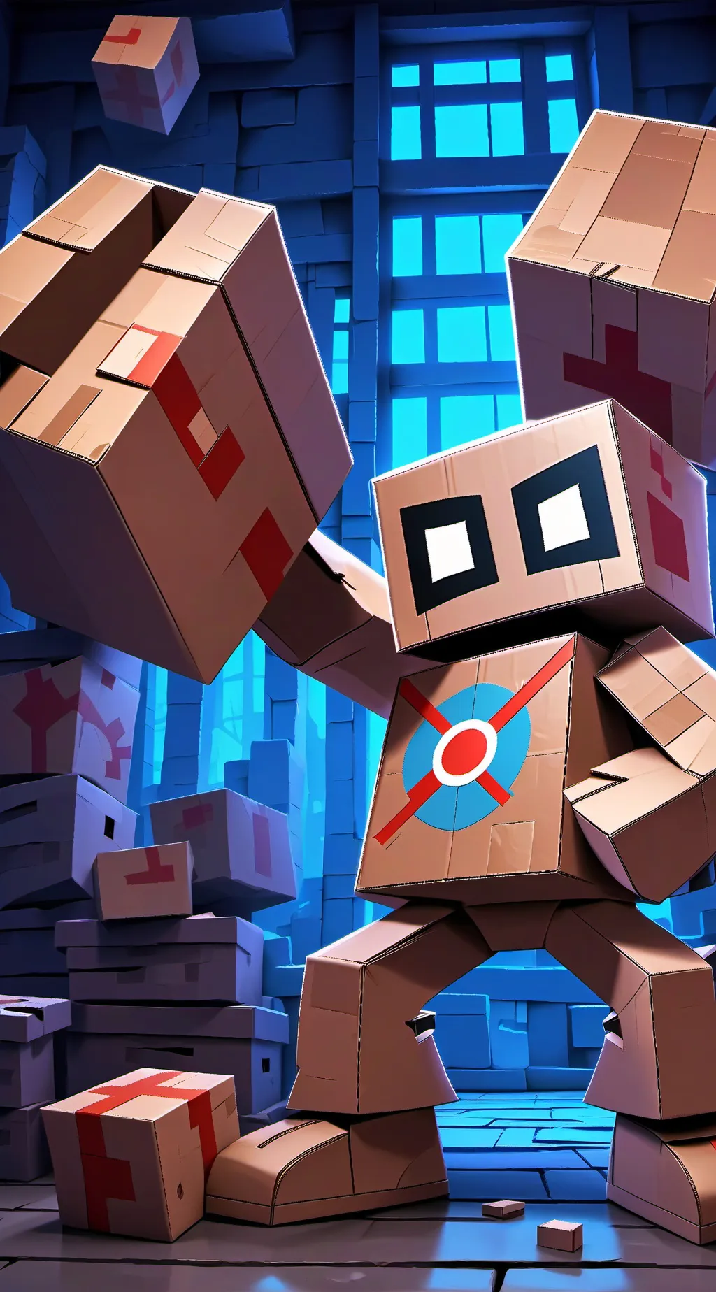 ai character: cardboard man background