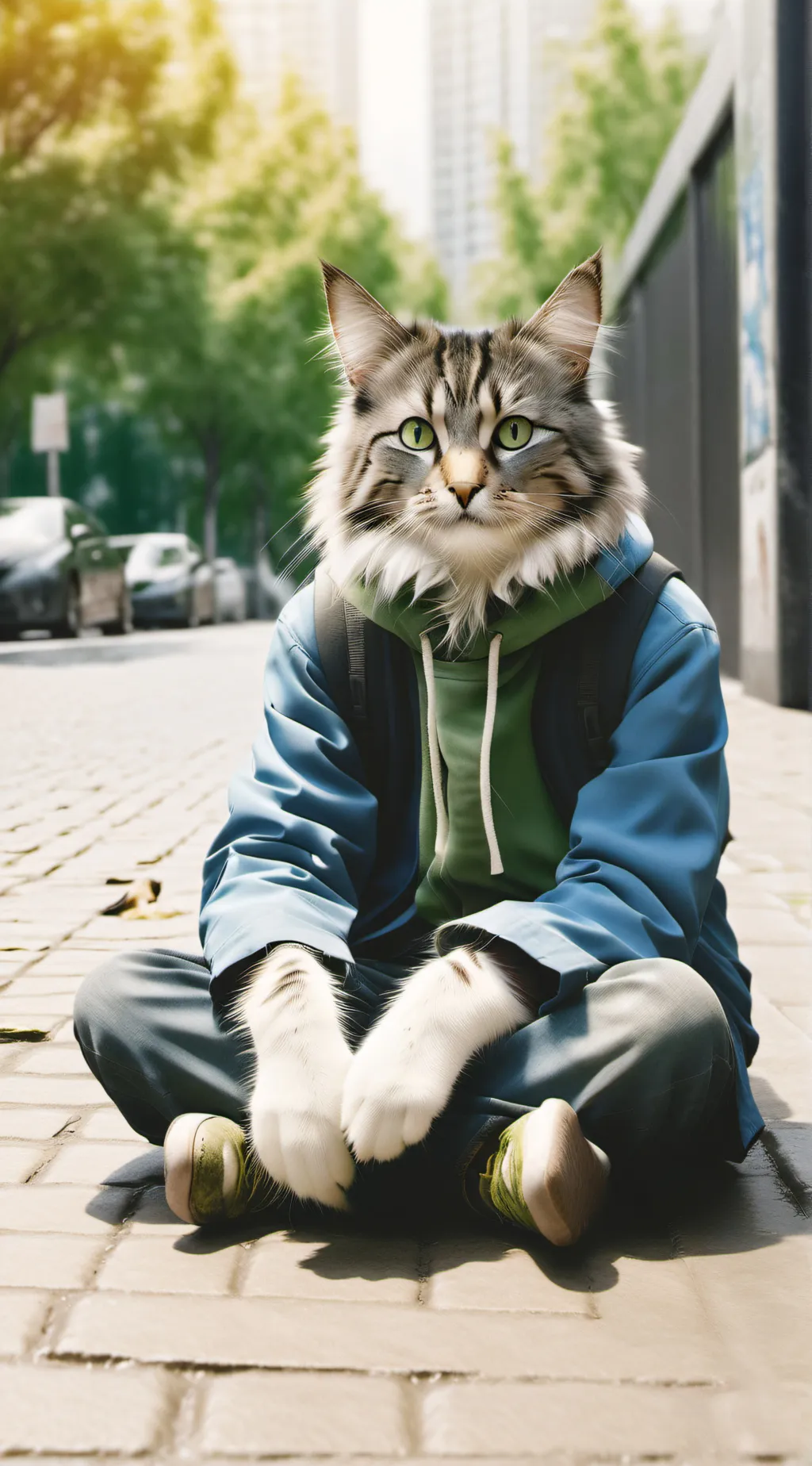 ai character: homeless cat background