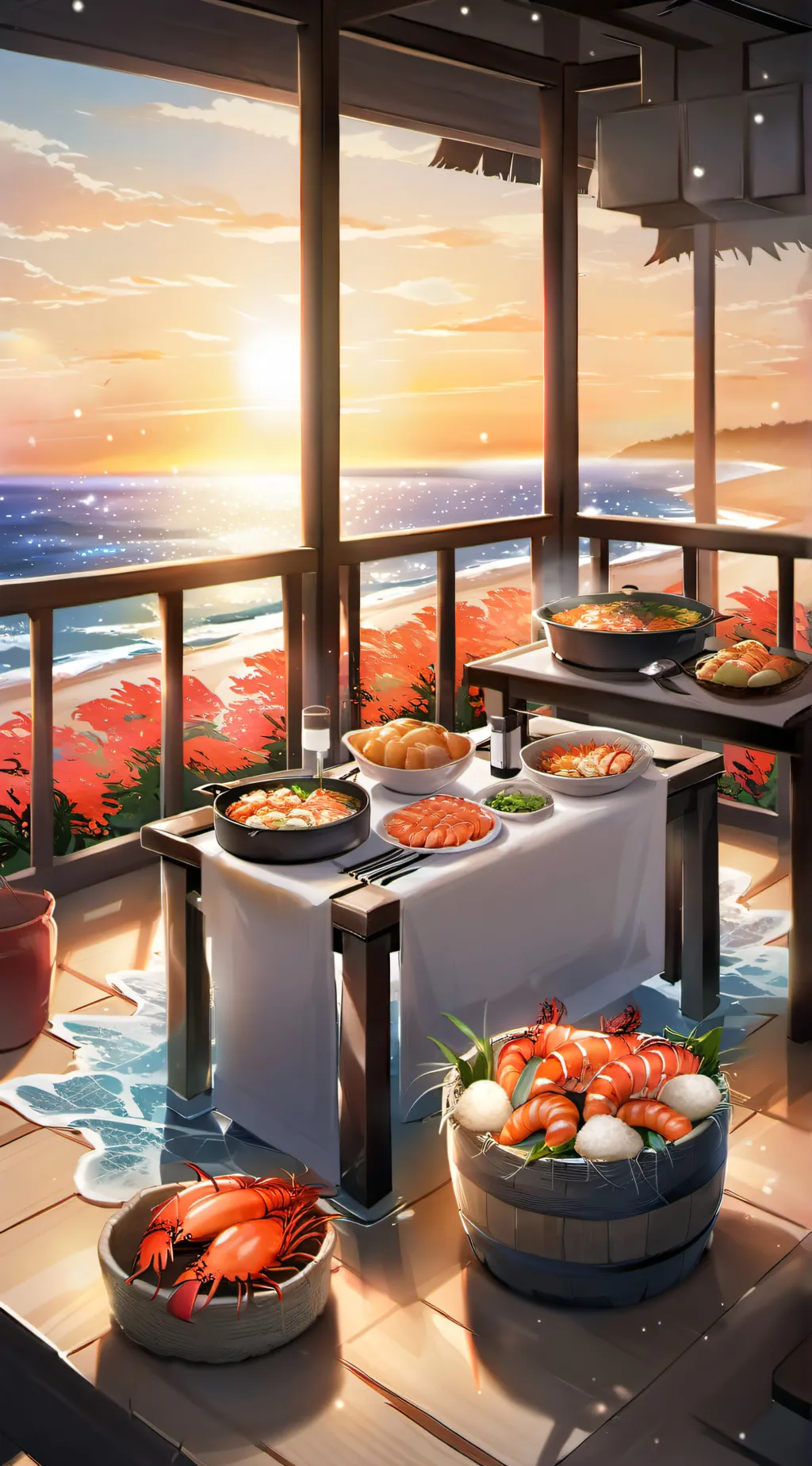 ai character: Seafood restaurant background