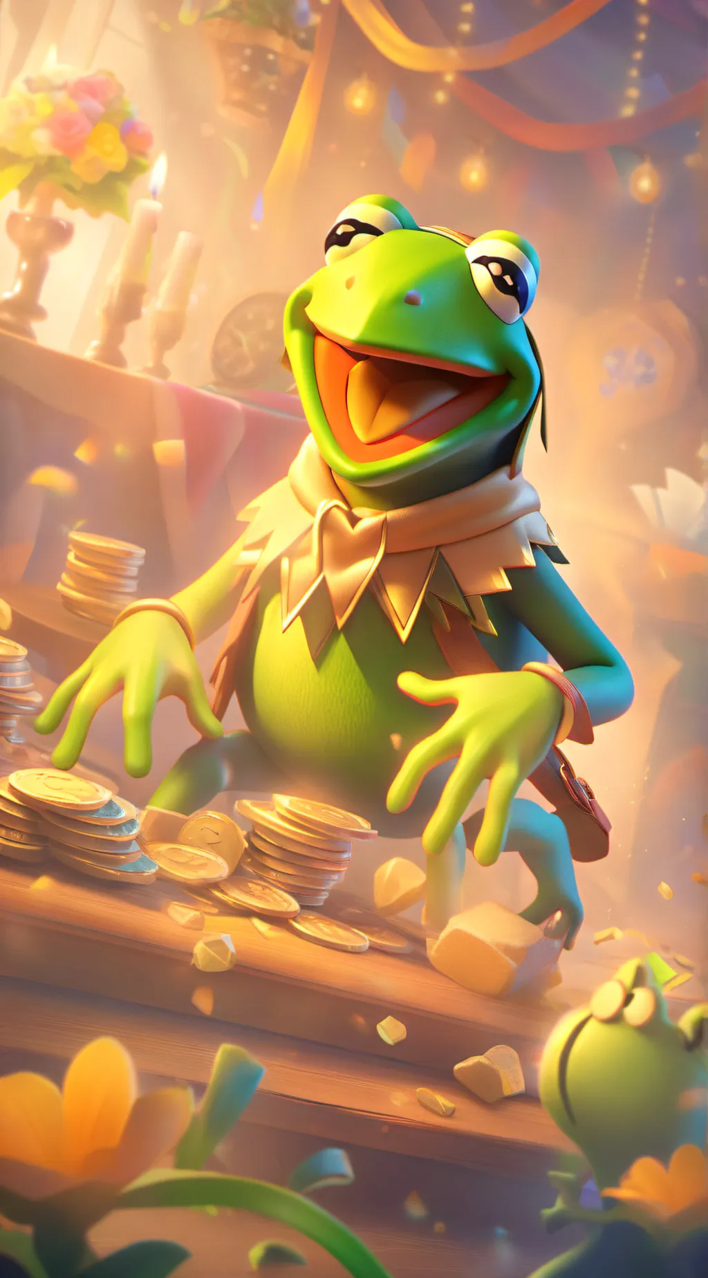 ai character: kermit the frog background