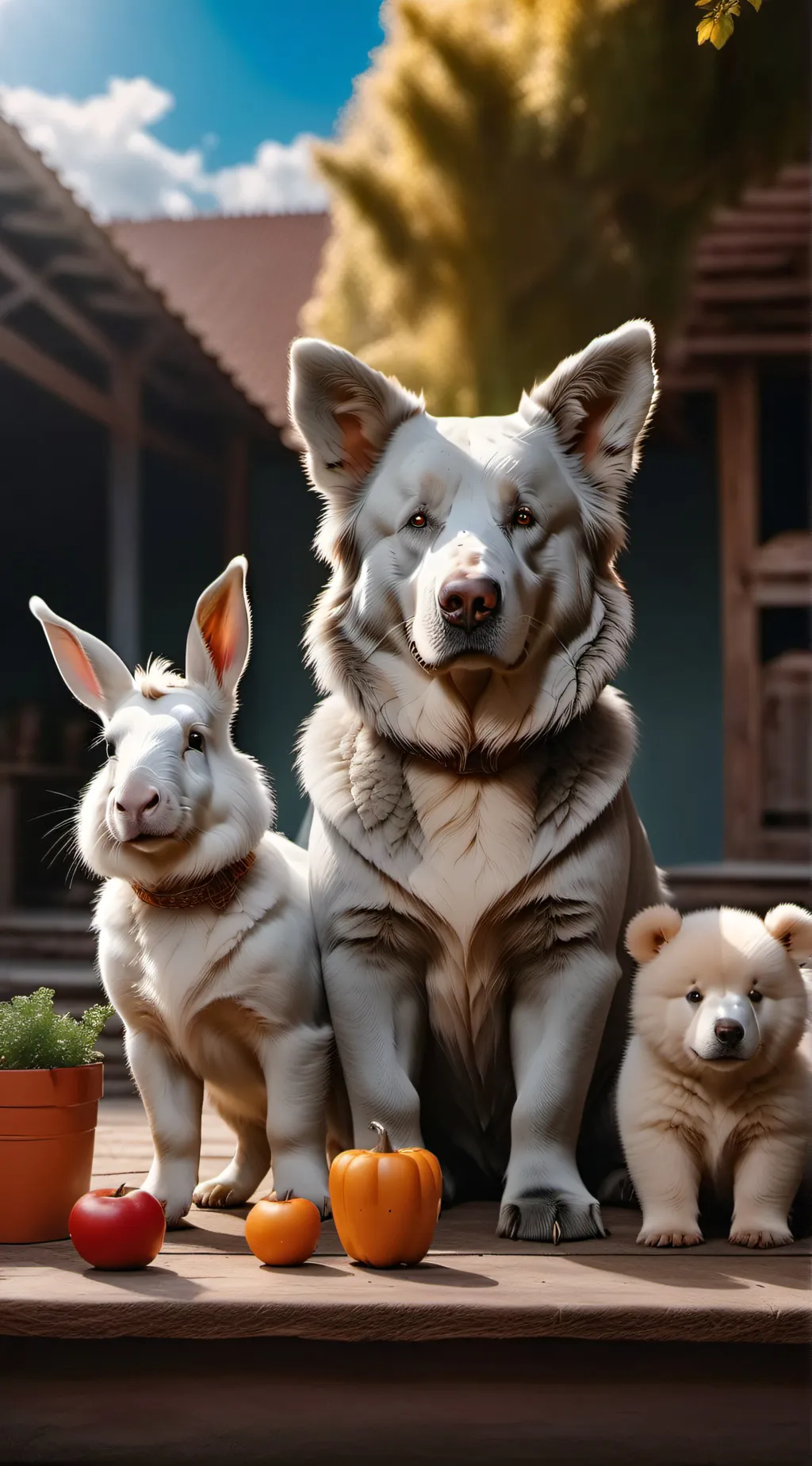 ai character: smiling critters background