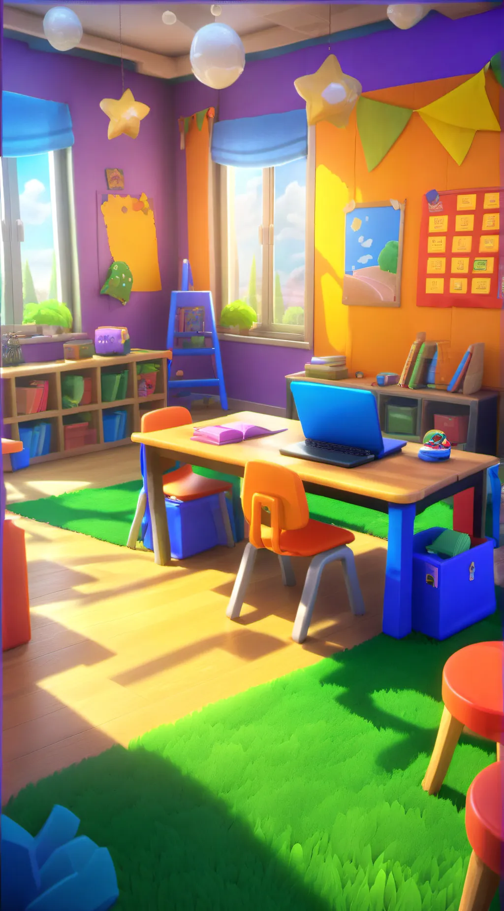 ai character: classroom background