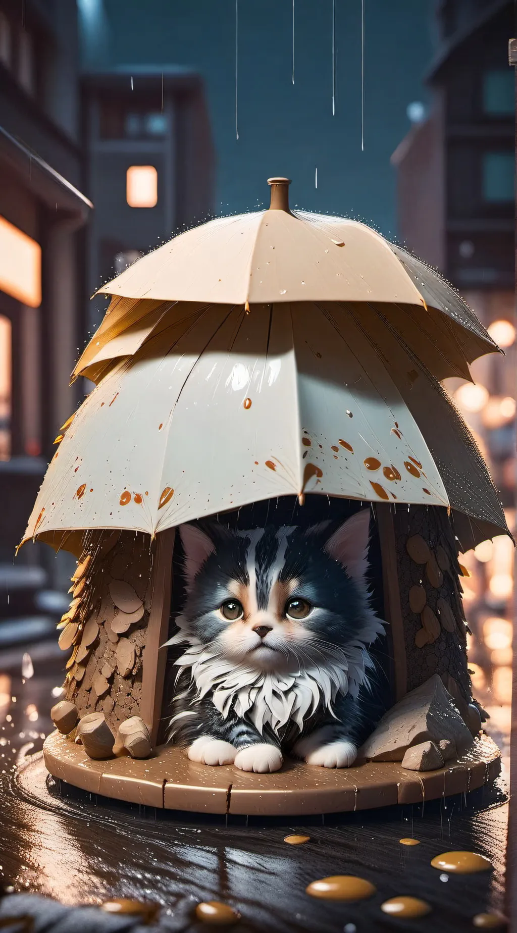 ai character: Hungry kitten background