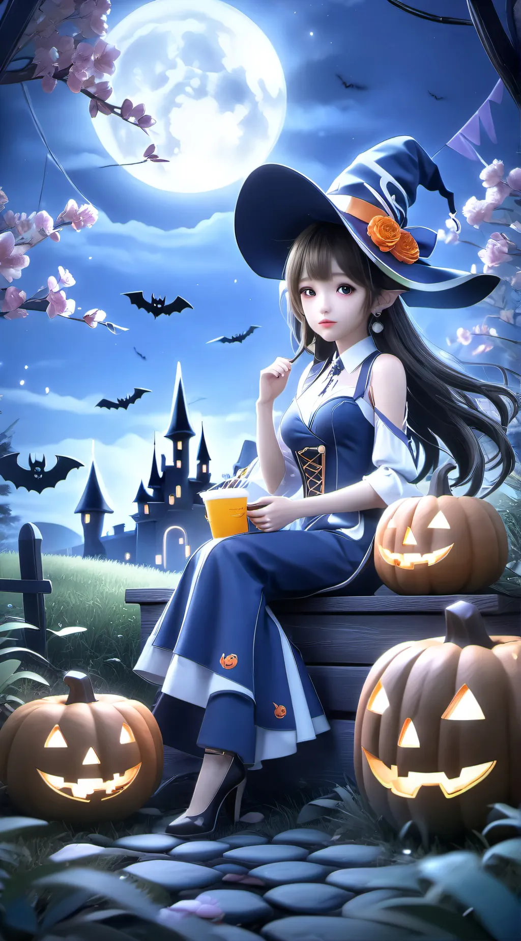 ai character: Halloween party  background