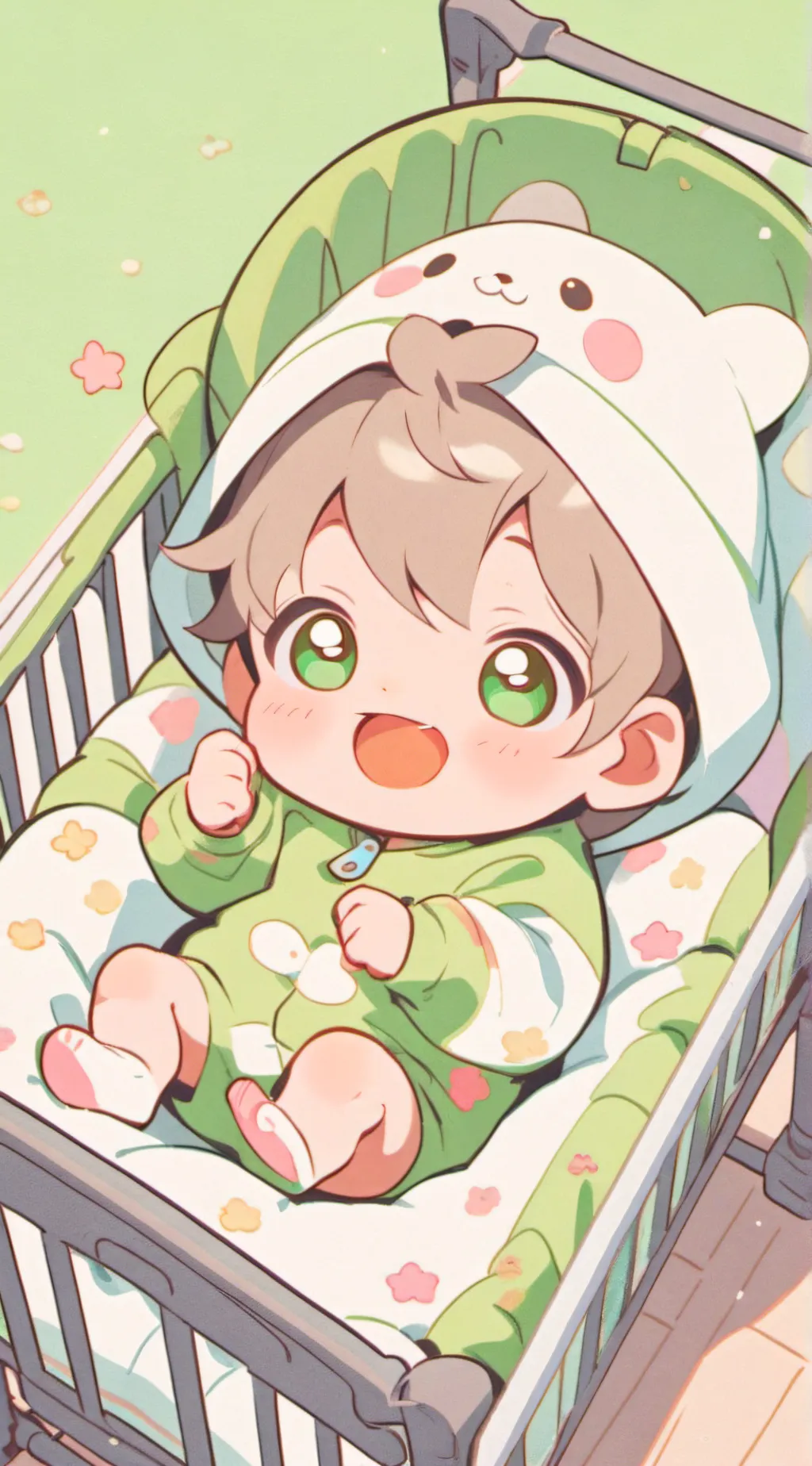 ai character: baby James  background