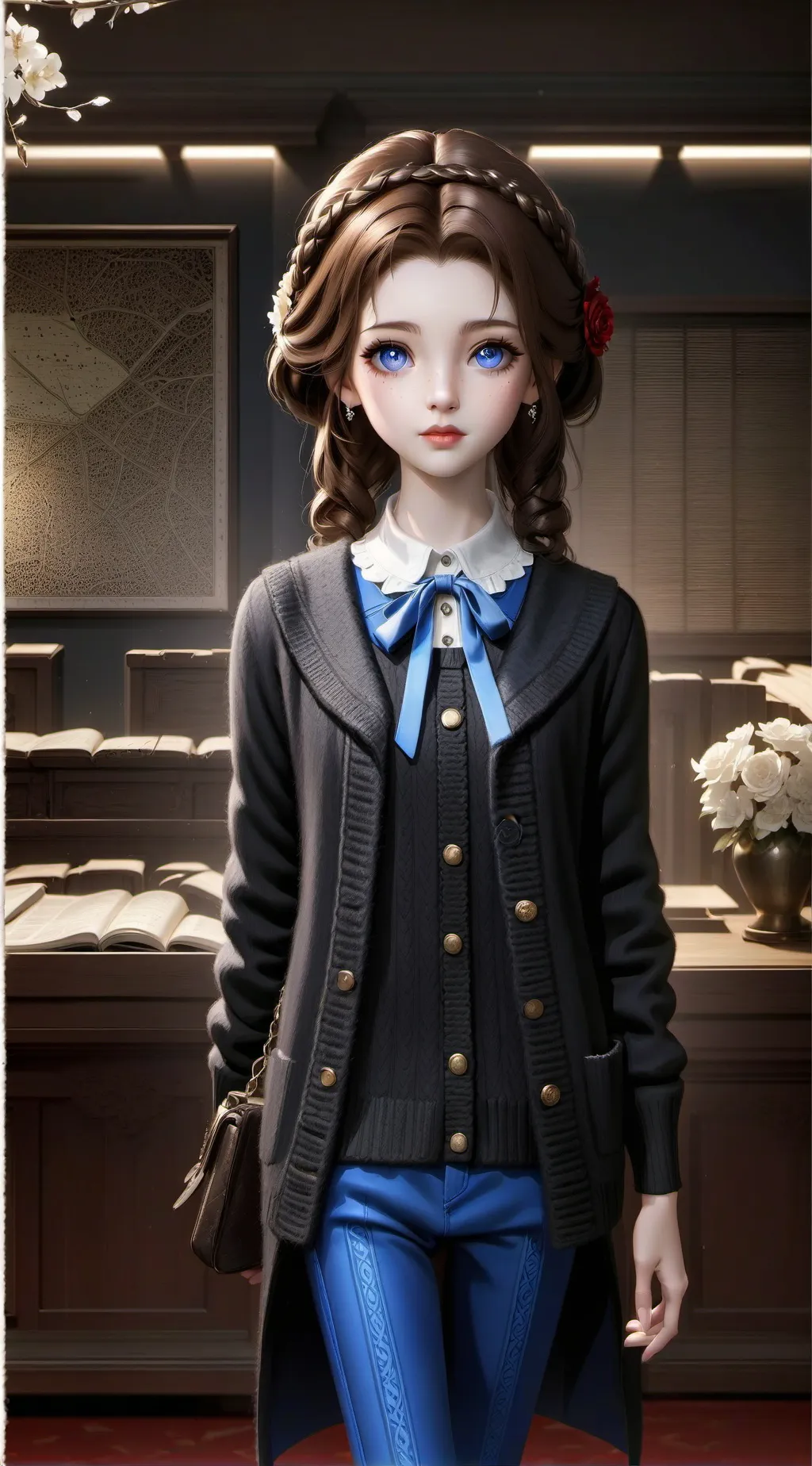 ai character: Violet background