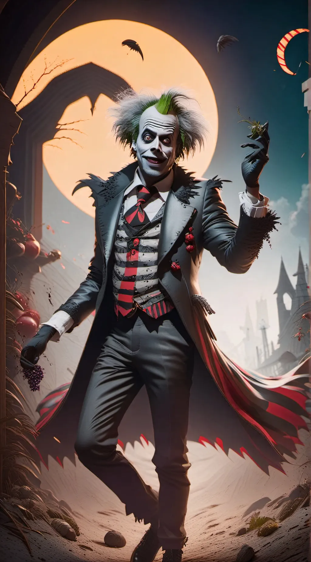 ai character: Beetlejuice  background