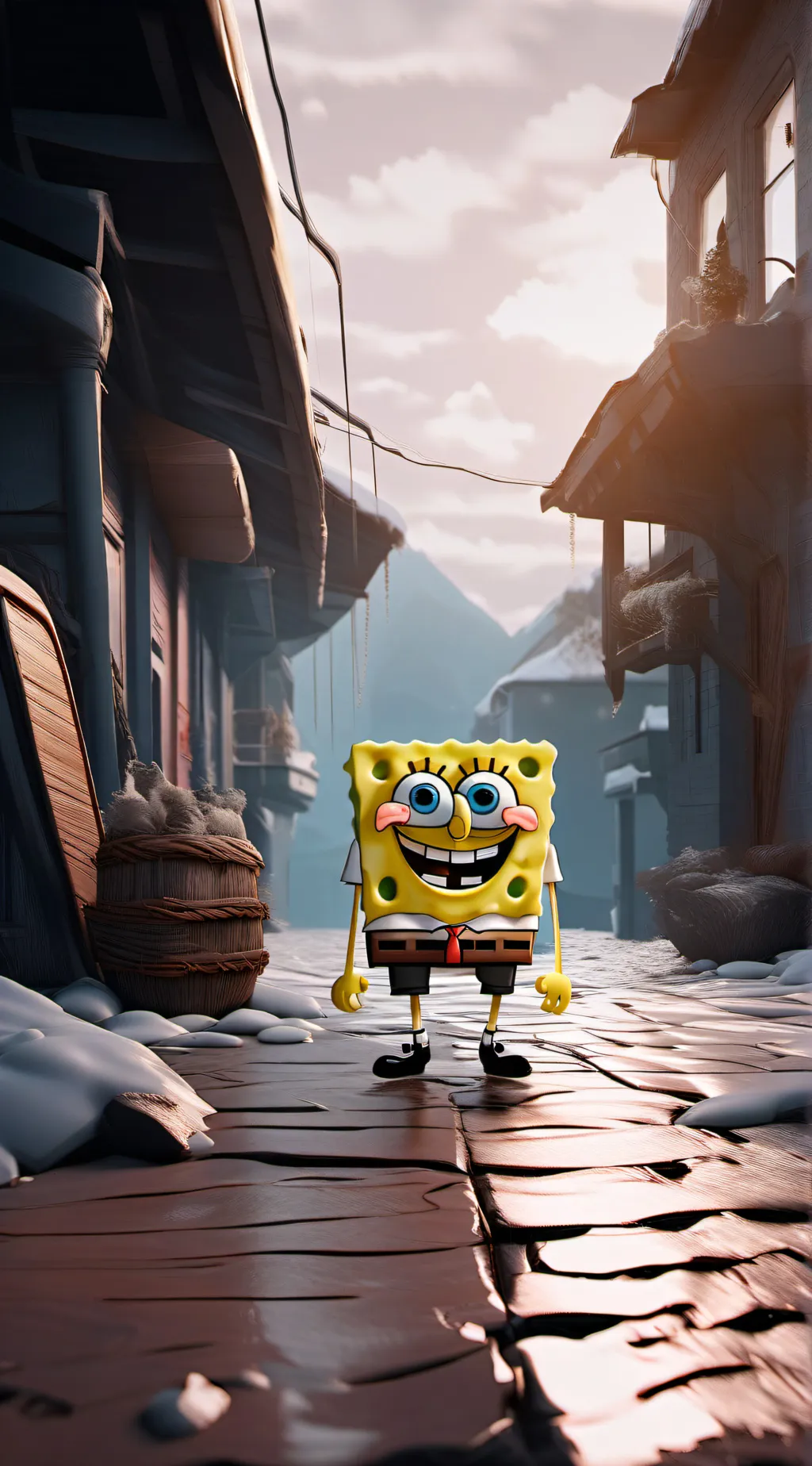 ai character: SpongeBob  background
