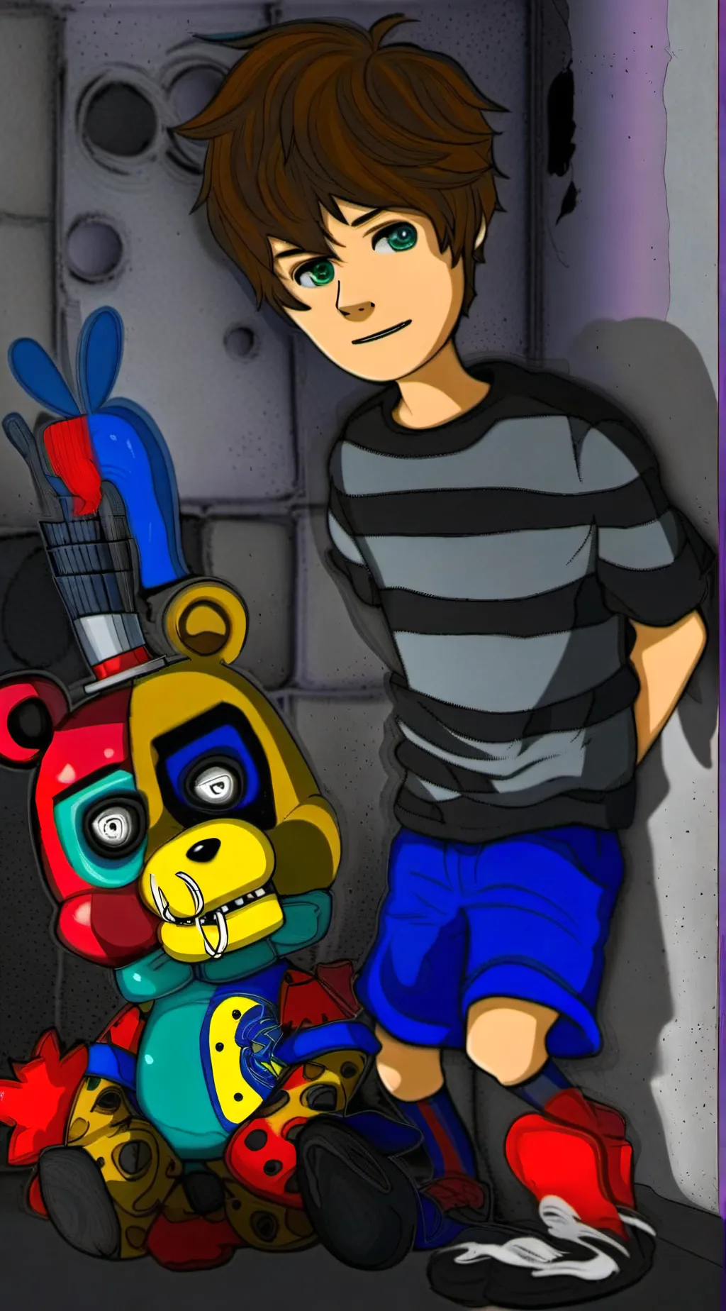 ai character: Gregbot & Glammike background