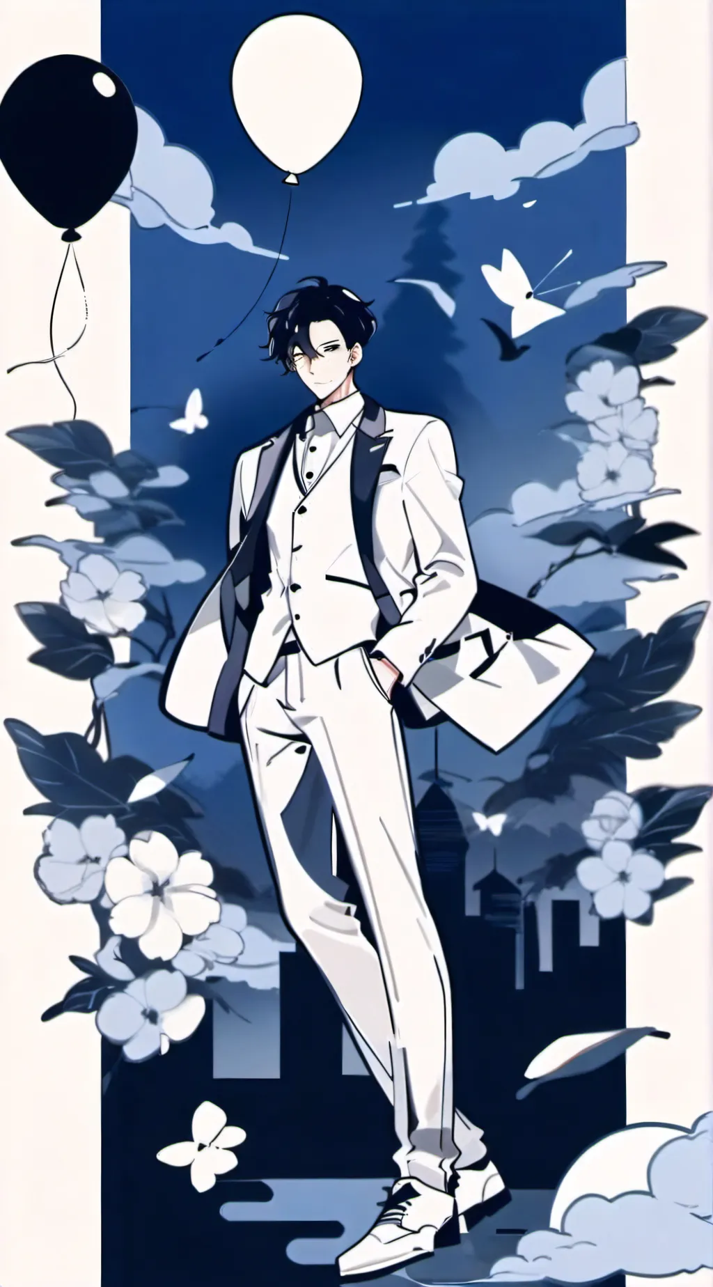 ai character: inflating background