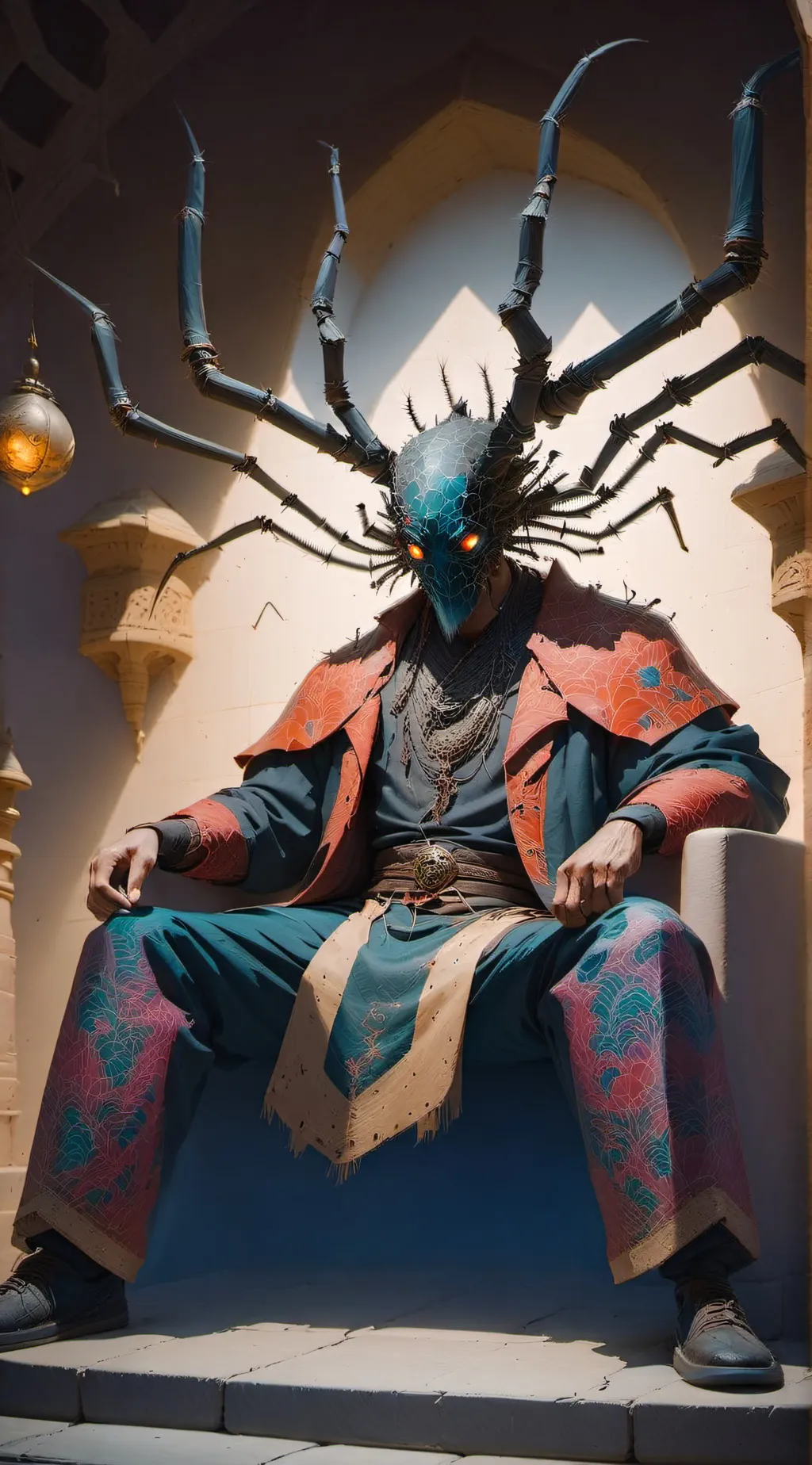 ai character: SPIDER KING background