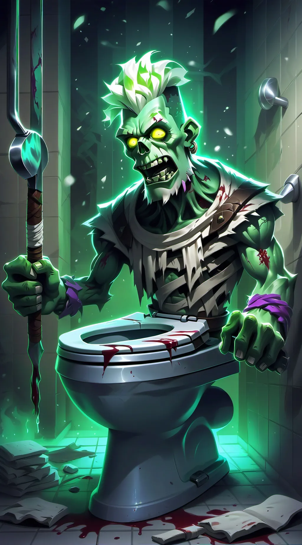 ai character: Toilet zombie rizz background
