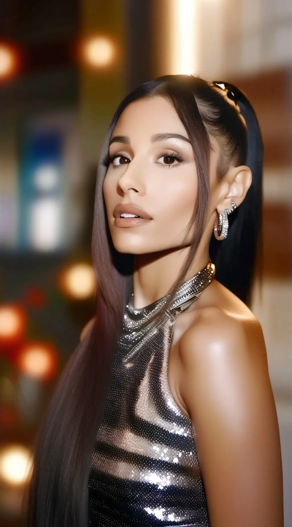 ai character: Ariana grande  background