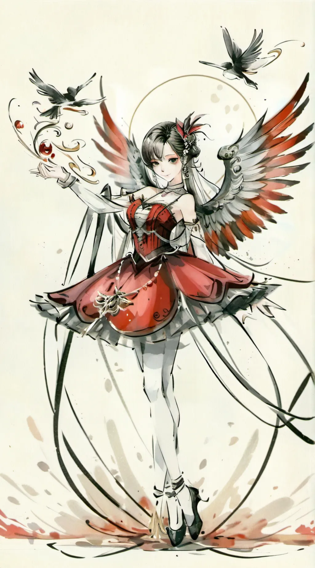 ai character: The Red Ballerina background