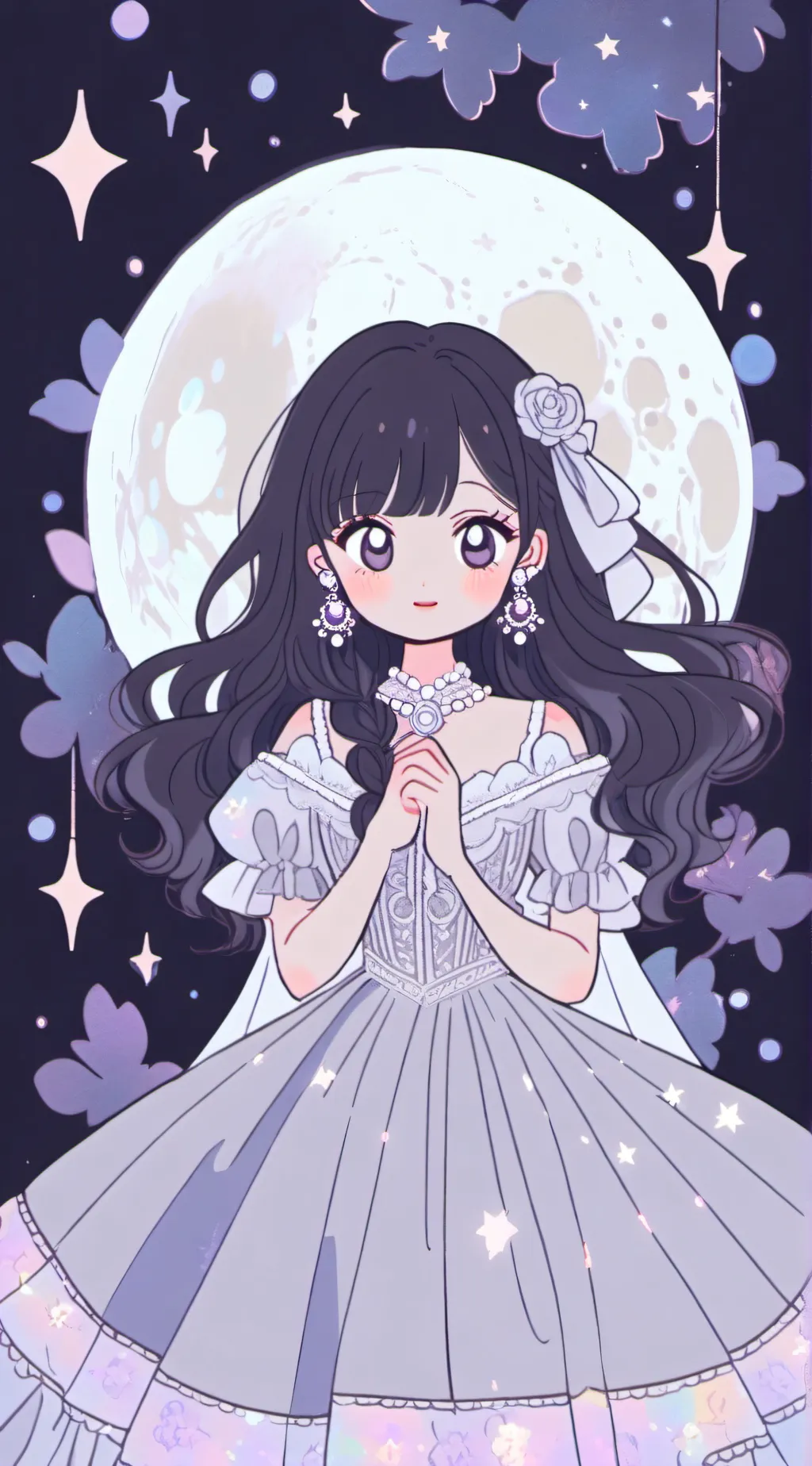 ai character: moonlight background