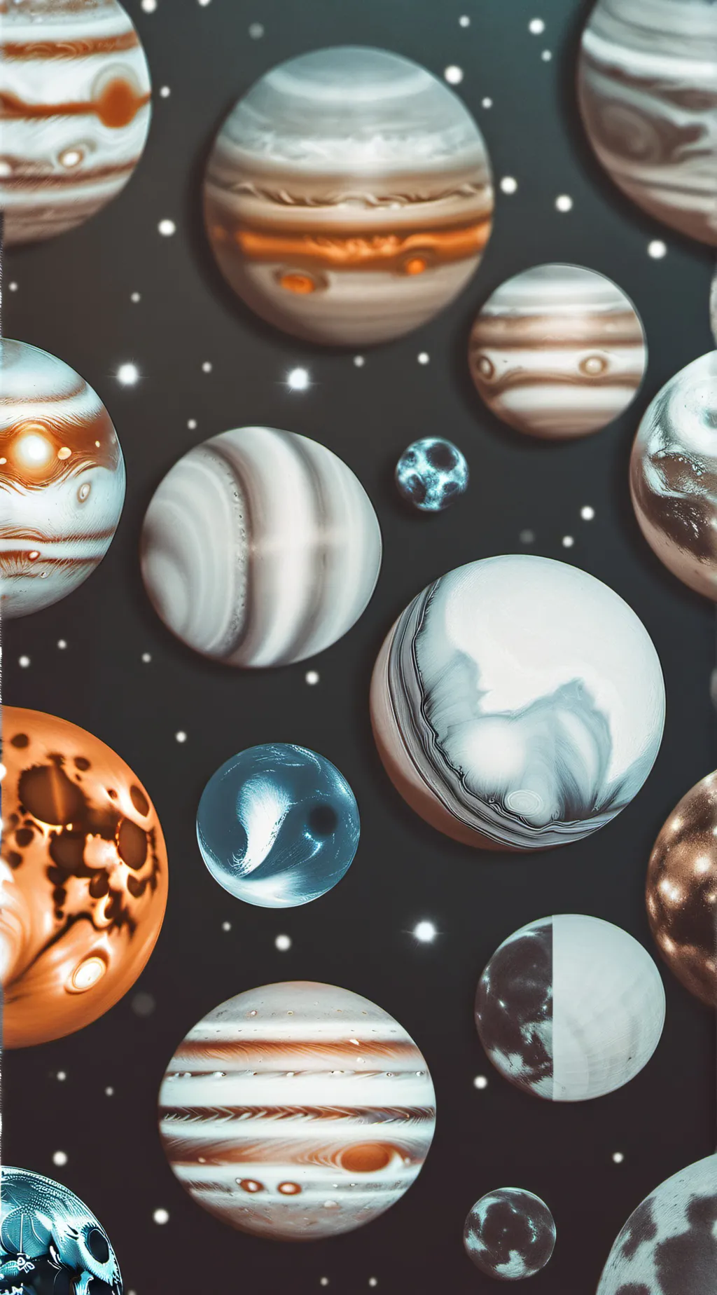 ai character: solar balls background