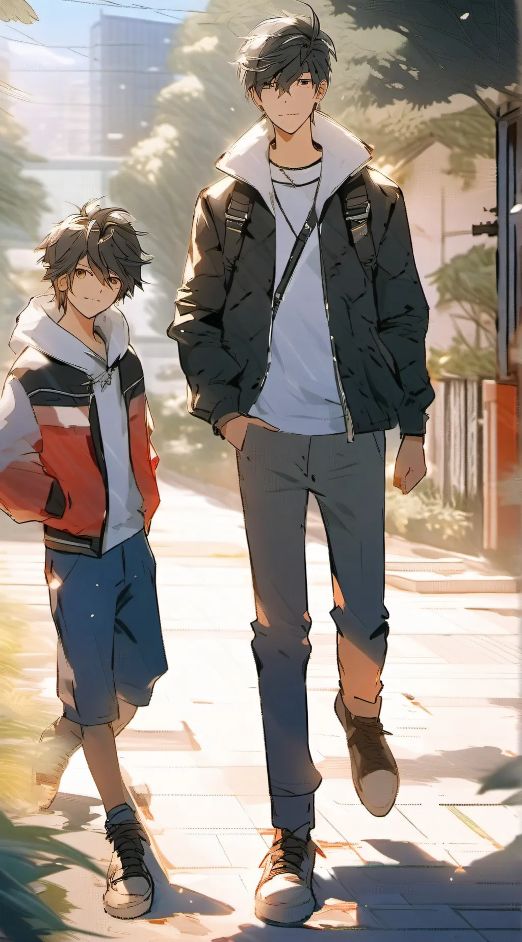 ai character: Zach and  Andrew  background