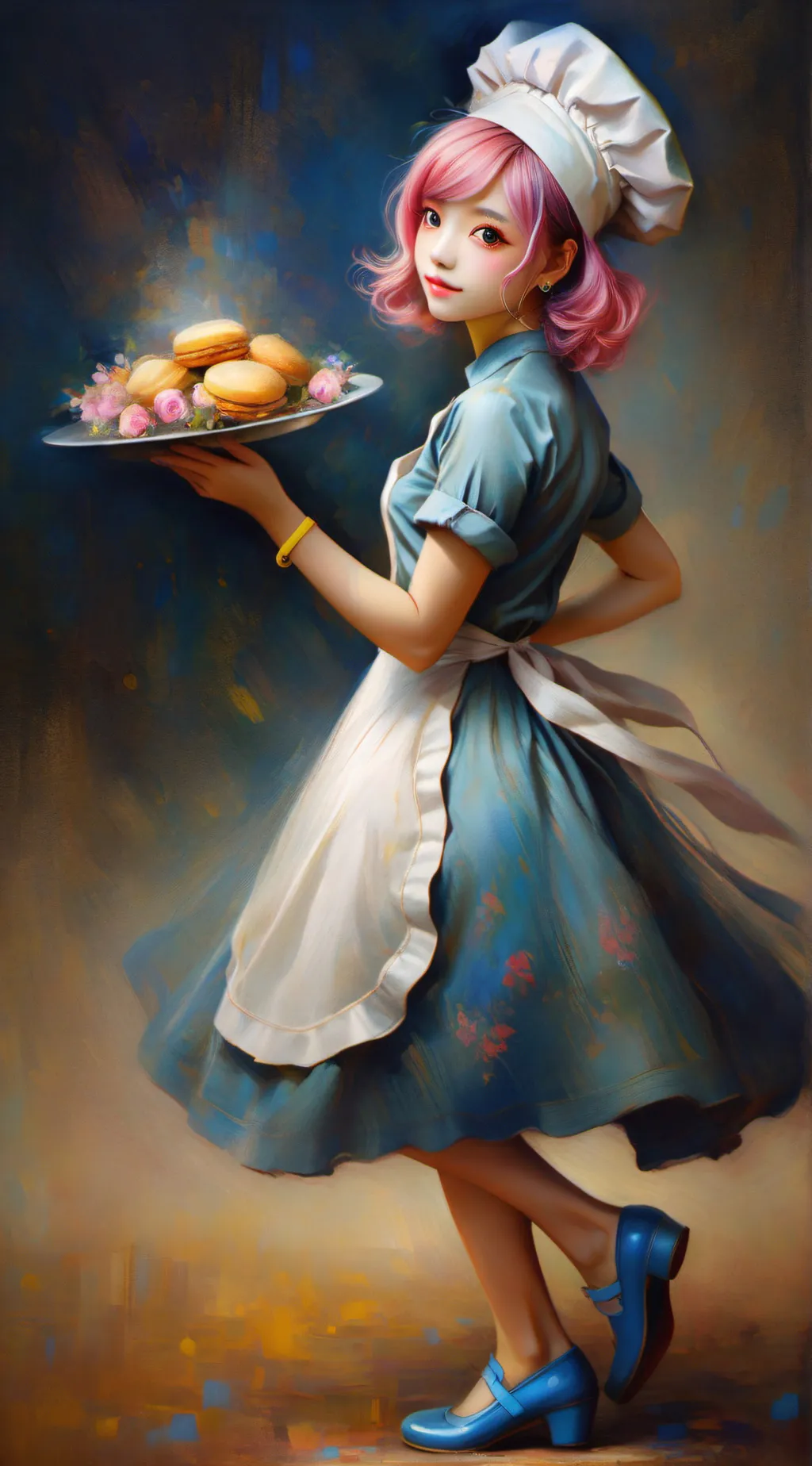 ai character: cake composition background