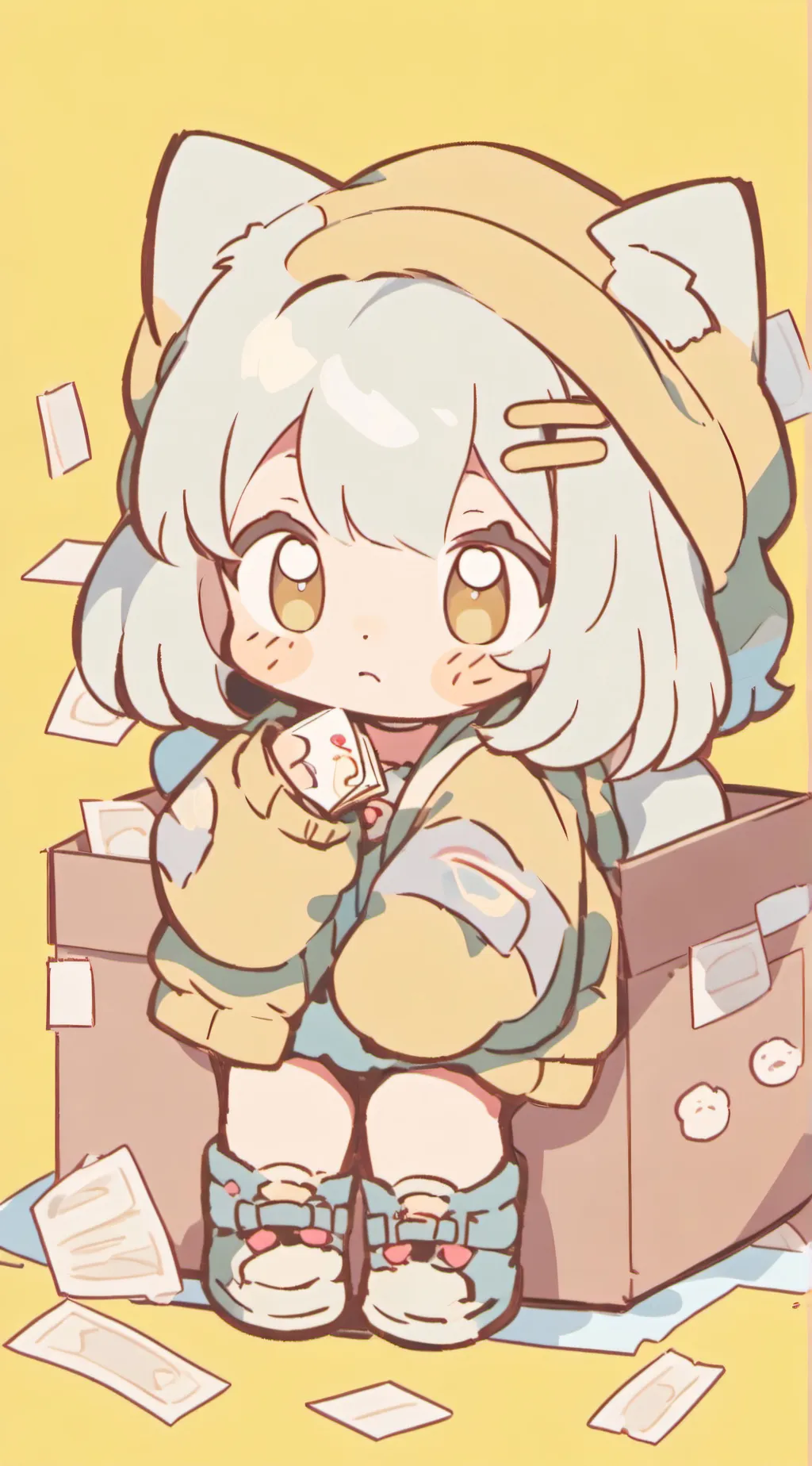 ai character: Tiny neko  background