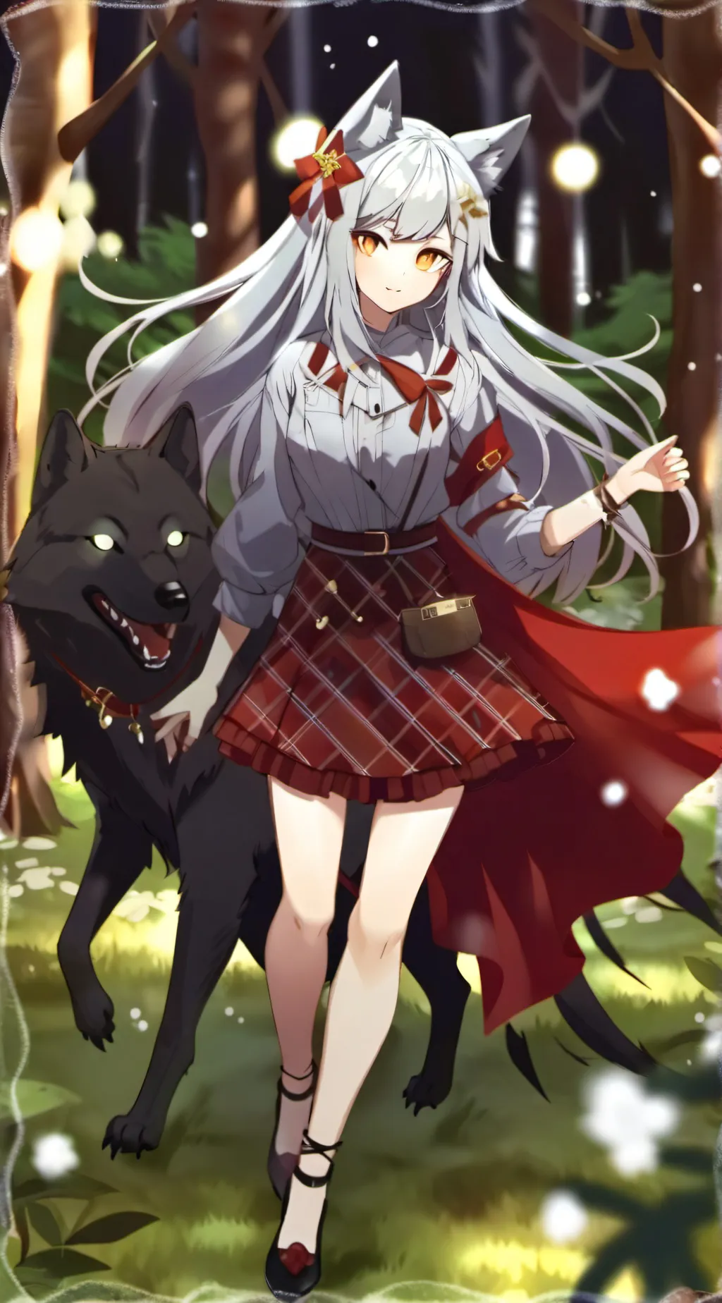ai character: wolf girl background