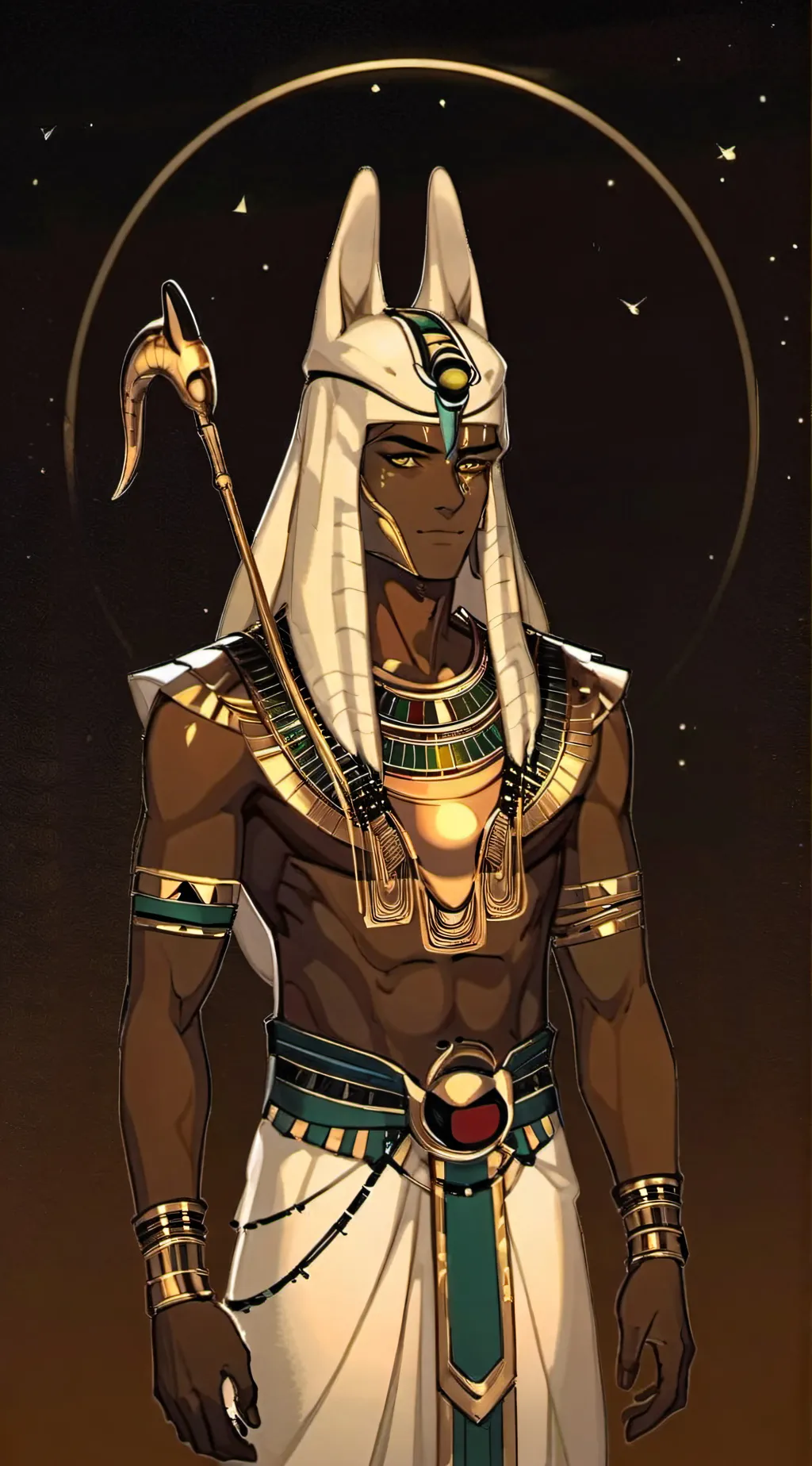 ai character: Anubis  background