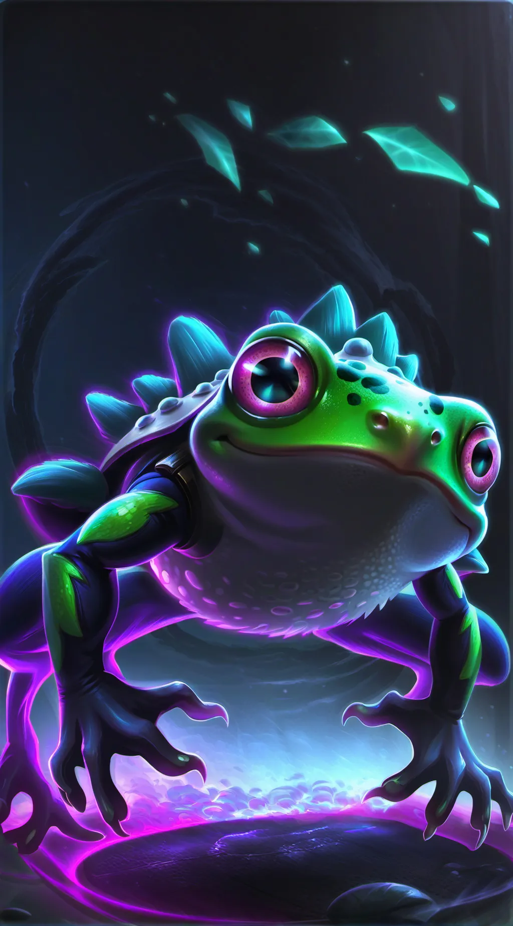 ai character: Gem frog background