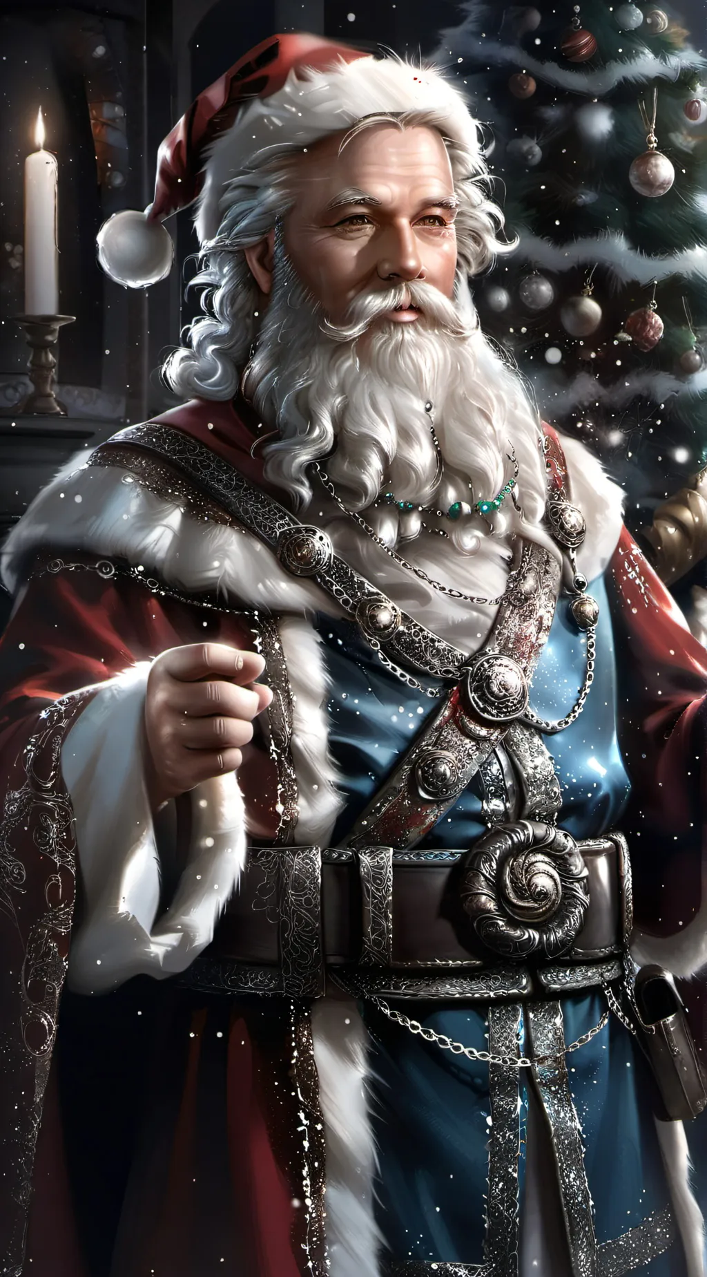 ai character: Santa Claus  background