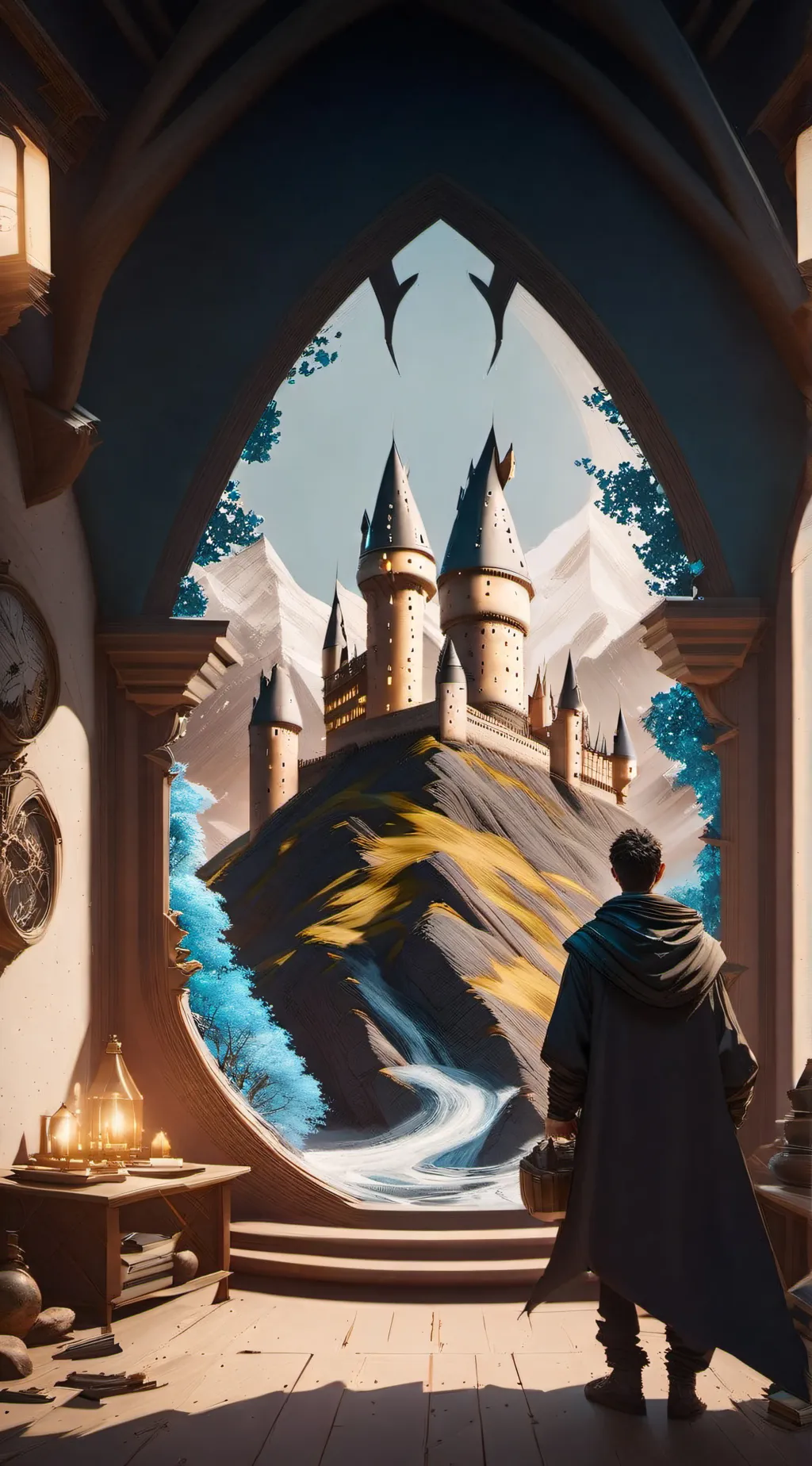 ai character: Hogwarts  background