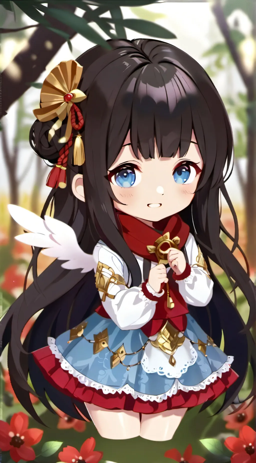 ai character: cute baby factory background