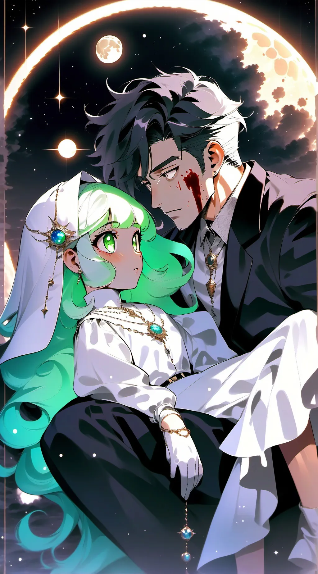 ai character: Sun and Moon  background