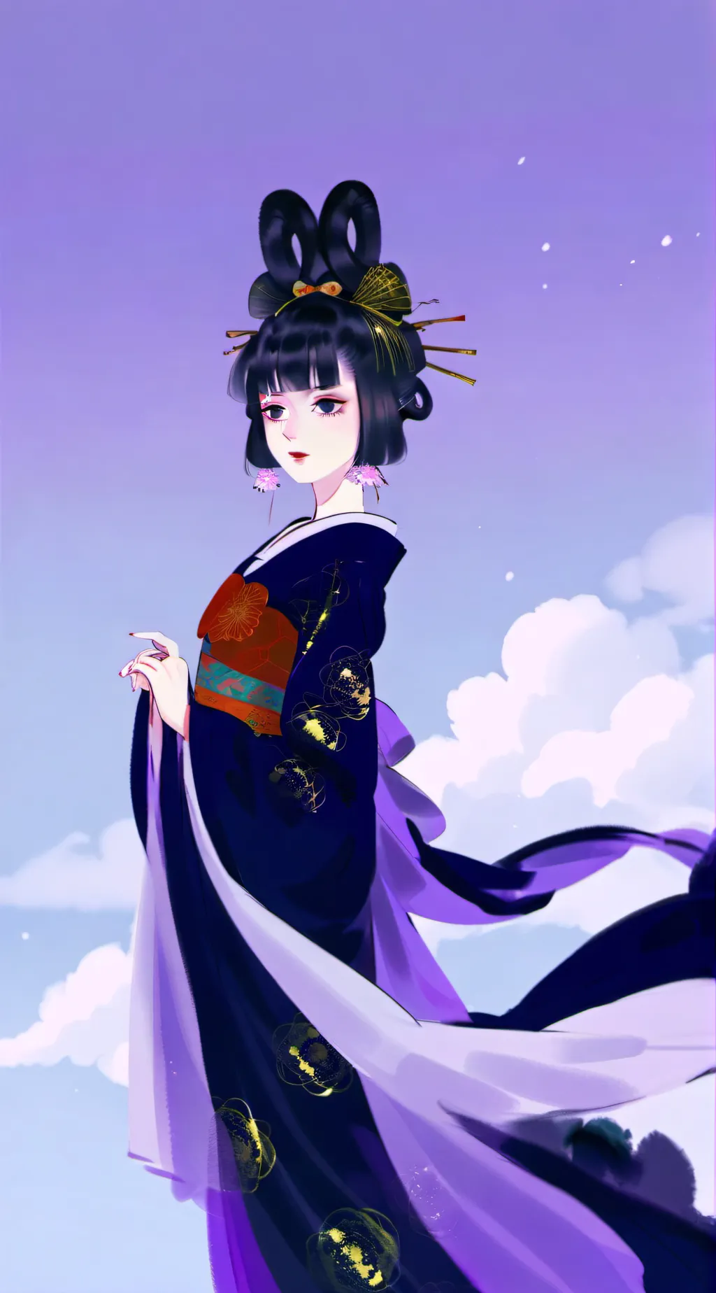 ai character: Galaxy as an oiran background