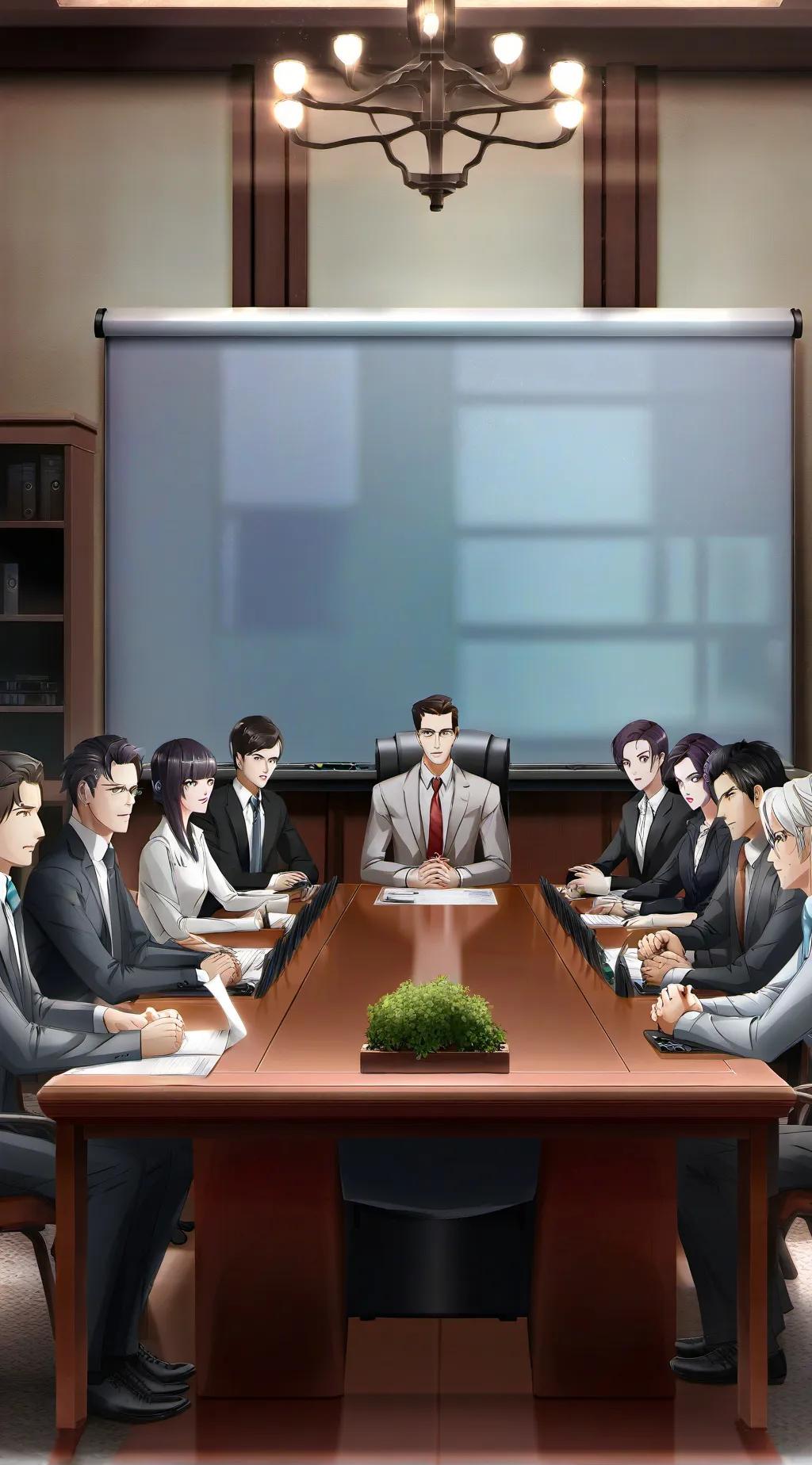 ai character: business meeting background