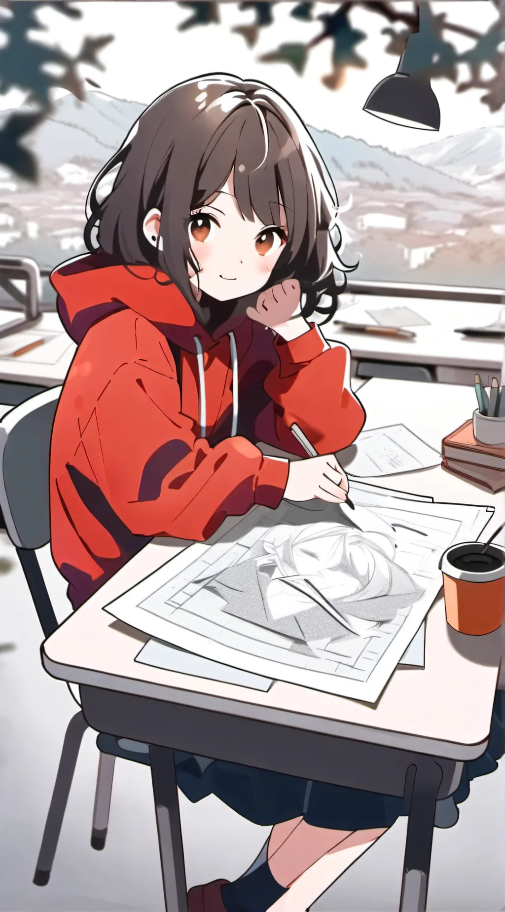 ai character: Quinn brown background